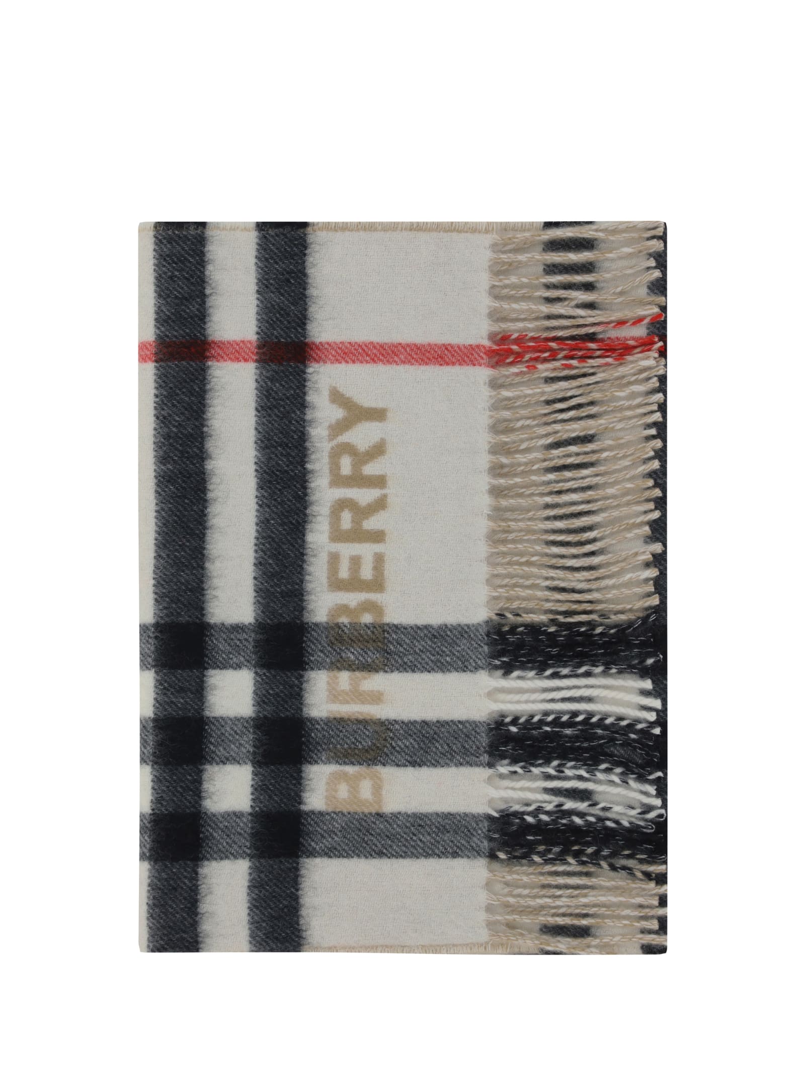 Burberry Checked Pattern Fringe Detailed Scarf