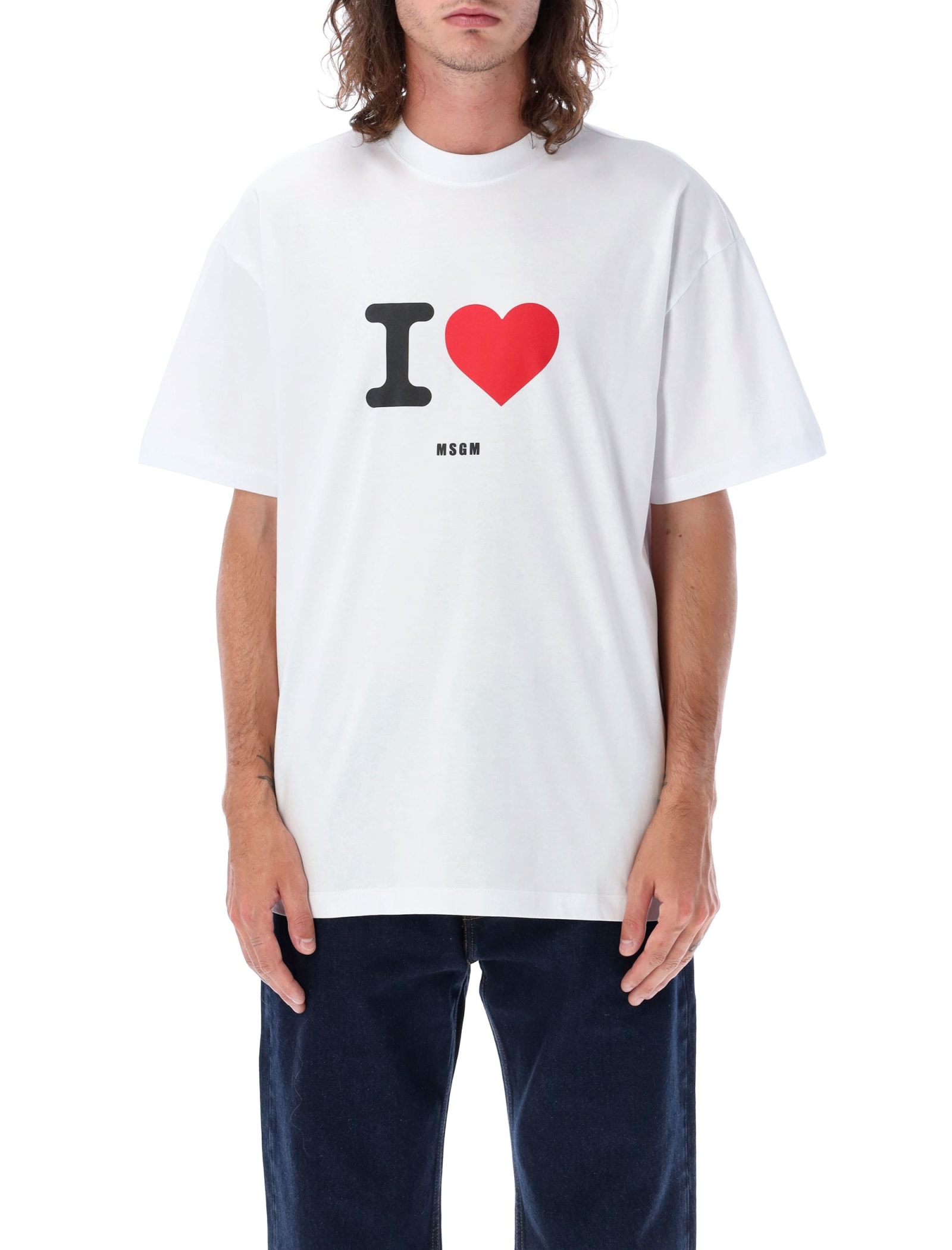 Msgm I Love T-shirt In White