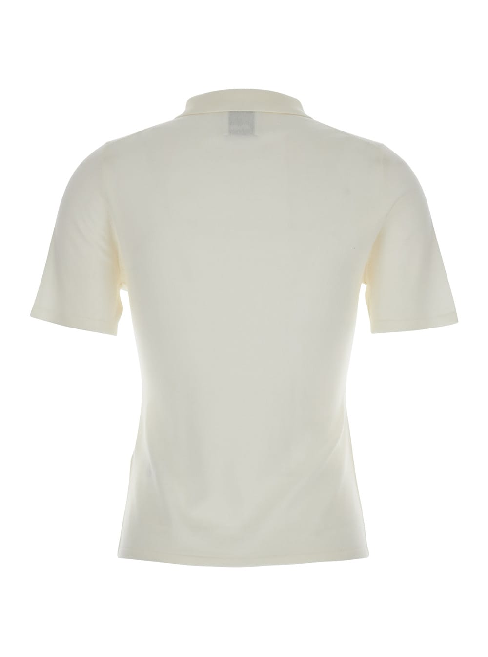 ALLUDE WHITE SWEATER WITH CLASSIC COLLAR AND BUTTON CLOSURE IN WOOL WOMAN