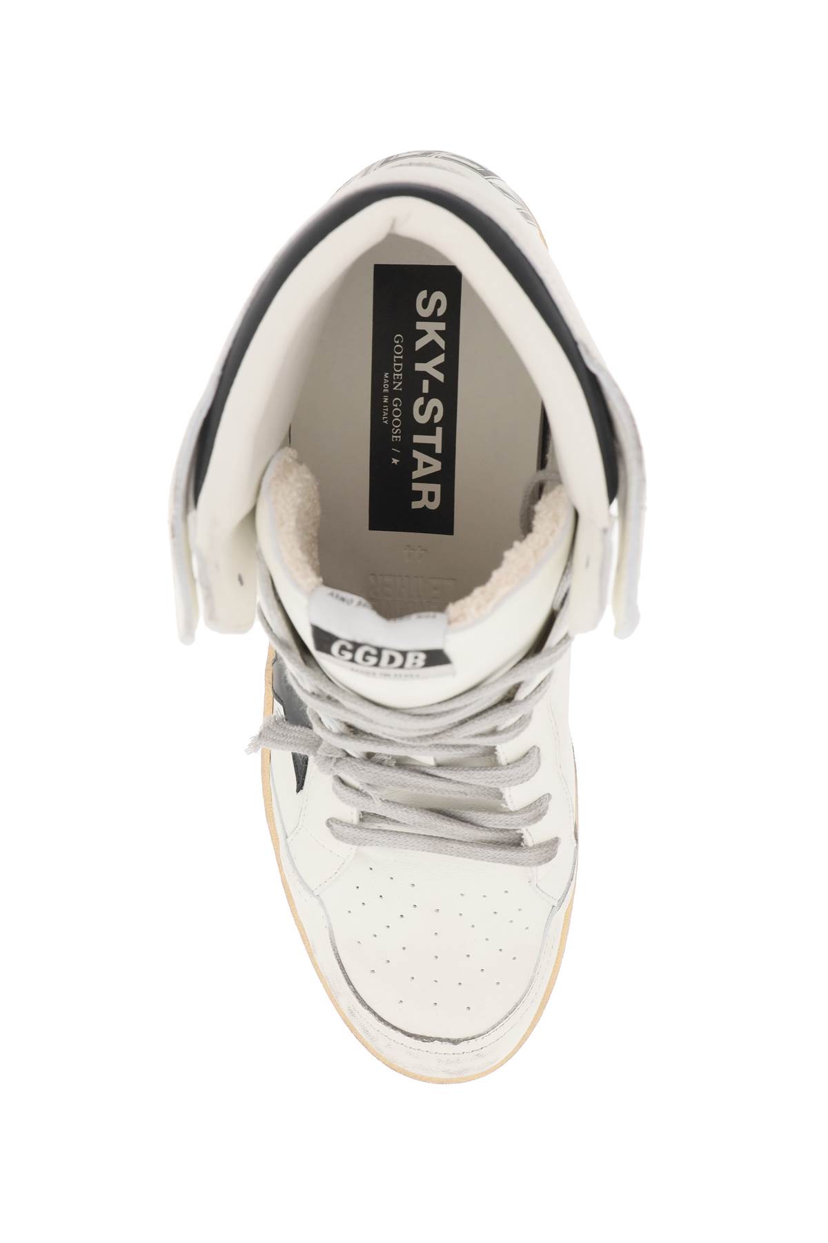 Shop Golden Goose Sky-star Hi-top Sneakers In White Black (white)