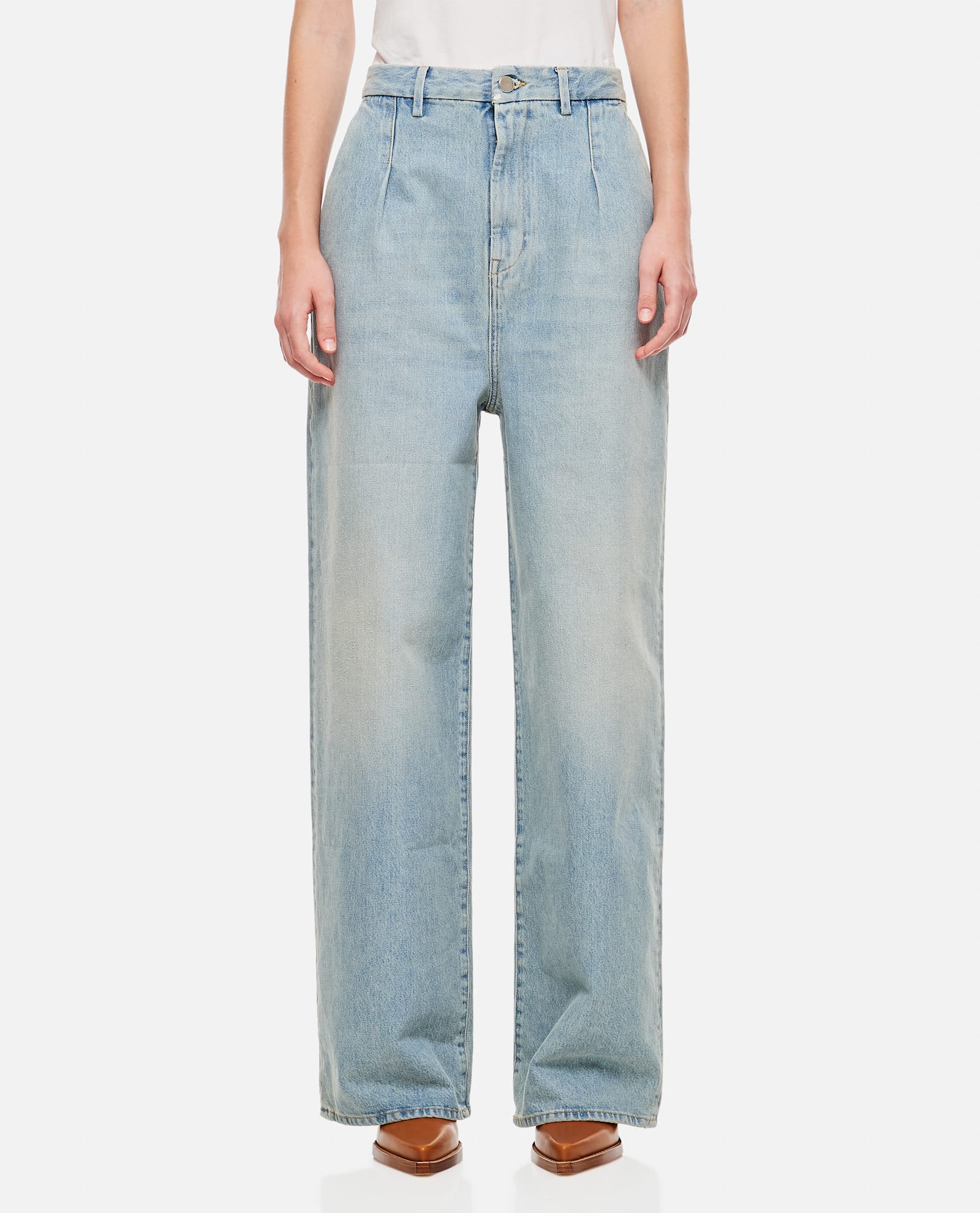 LOULOU STUDIO ATTU WIDE LEG DENIM PANTS 