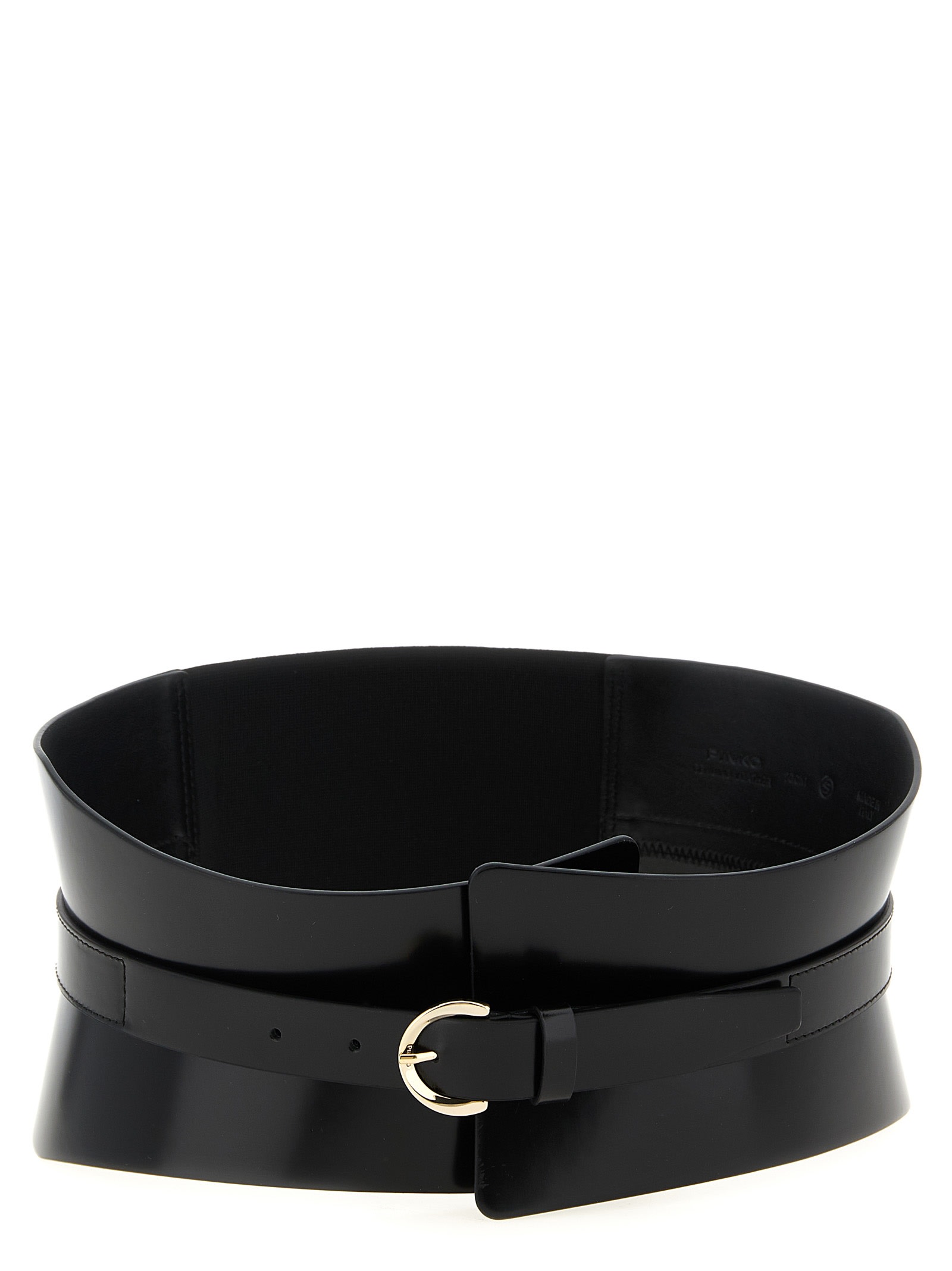 Pinko Wide Glossy Finish Elastic Back Belt In Black