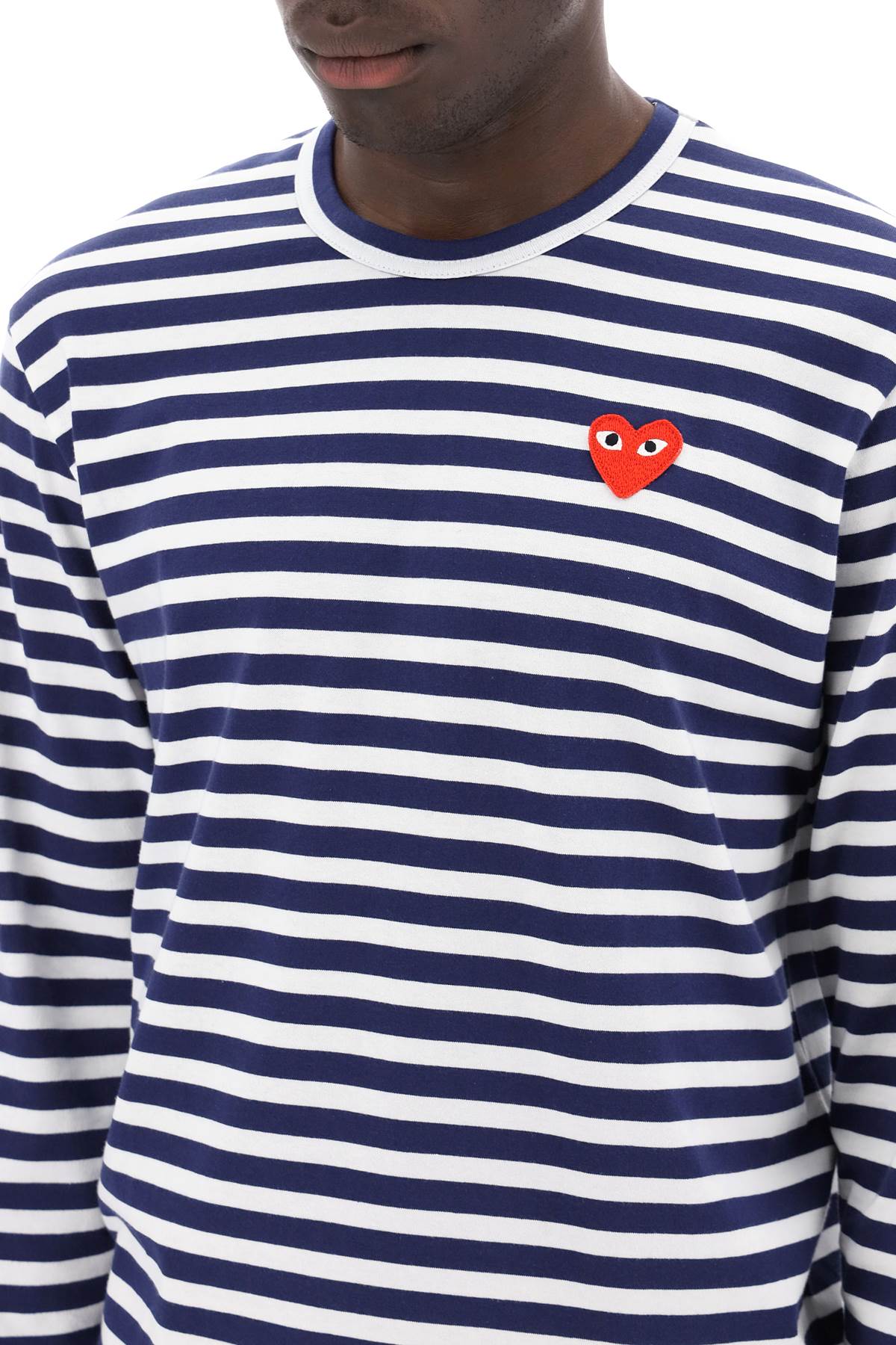 Shop Comme Des Garçons Play Striped Long-sleeved T-shirt In Navy White (white)
