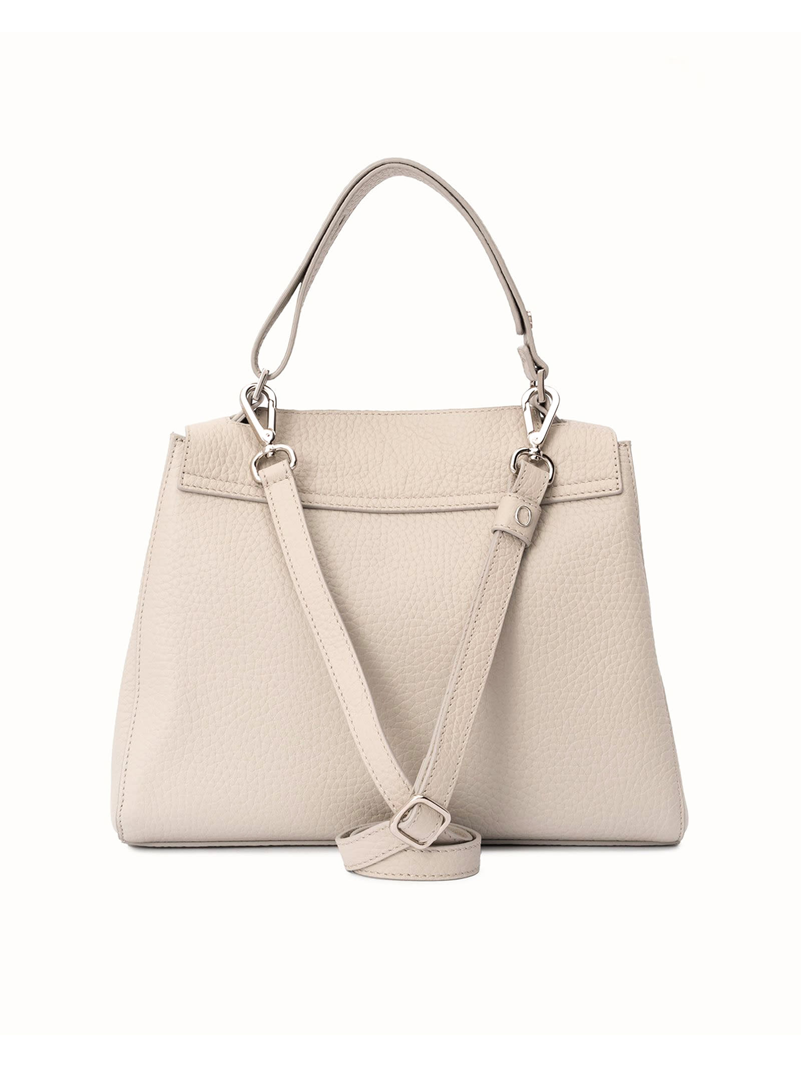 Shop Orciani Sveva Soft Medium Leather Shoulder Bag In Beige