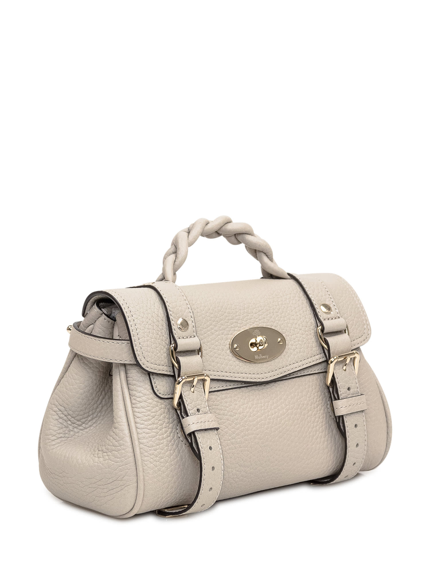 Shop Mulberry Mini Bag Alexa Heavy Grain In Chalk