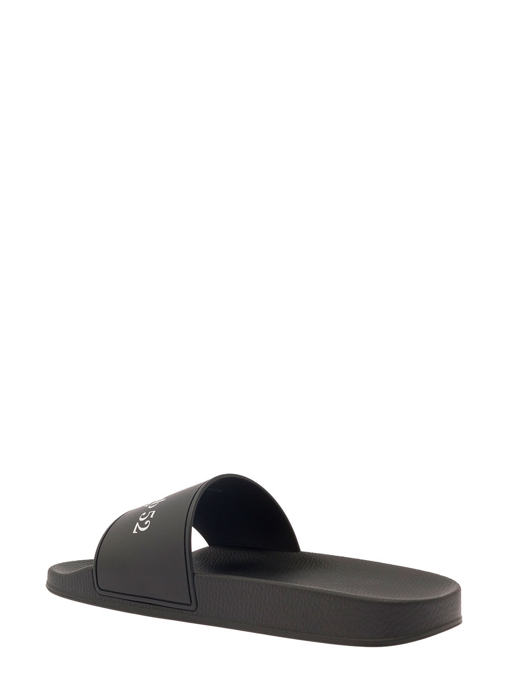 Shop Givenchy La Plage Black Flat Slides With Logo In Polyurethane Man