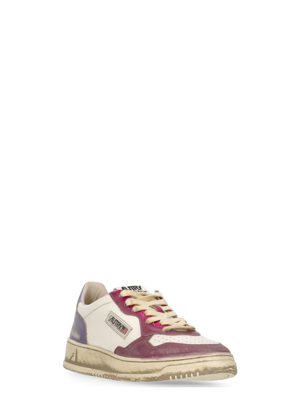 Autry Low-top Leather Sneakers With Vintage Effect In Purple