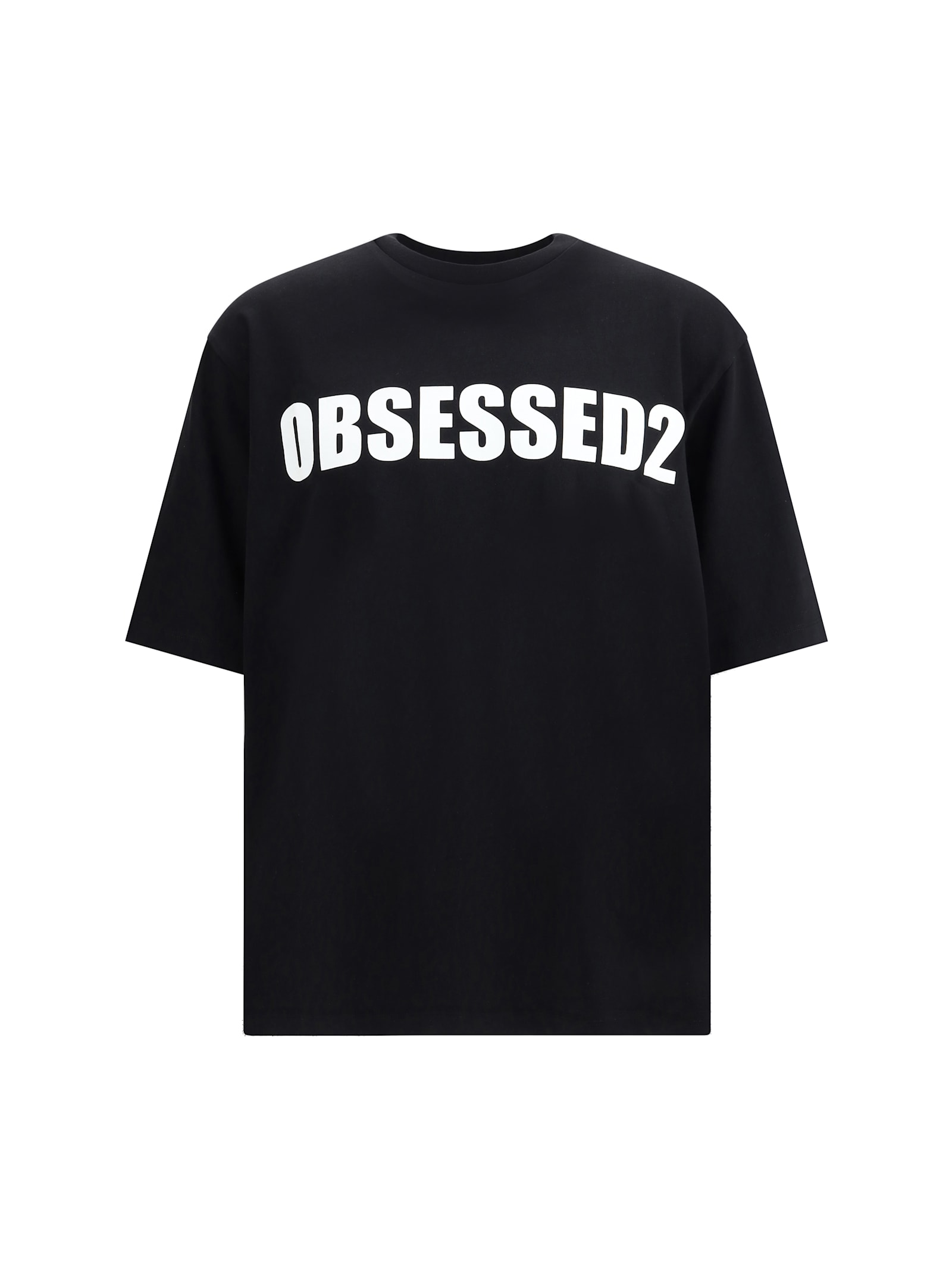 Dsquared2 Black Crewneck T-shirt With Maxi Logo Lettering On The Front In Black
