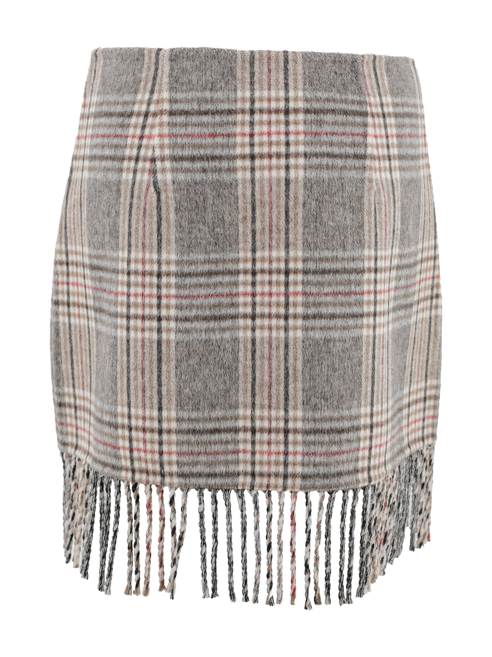 P.a.r.o.s.h Midi Skirt With Fringes In Fantasia Marrone