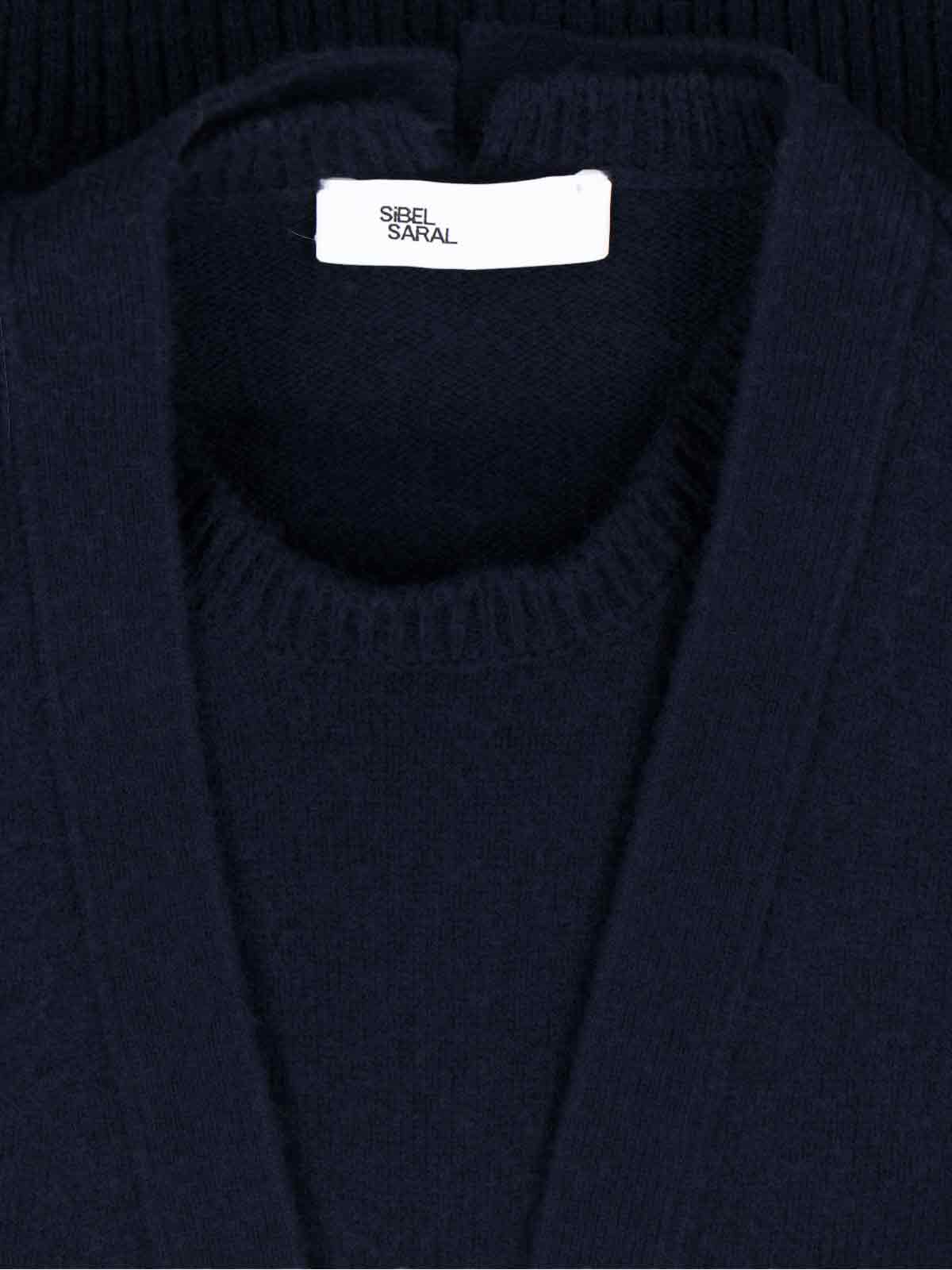 Sibel Saral Navy Blue Cropped Cardigan And Crew Neck Sweater Set In Blue