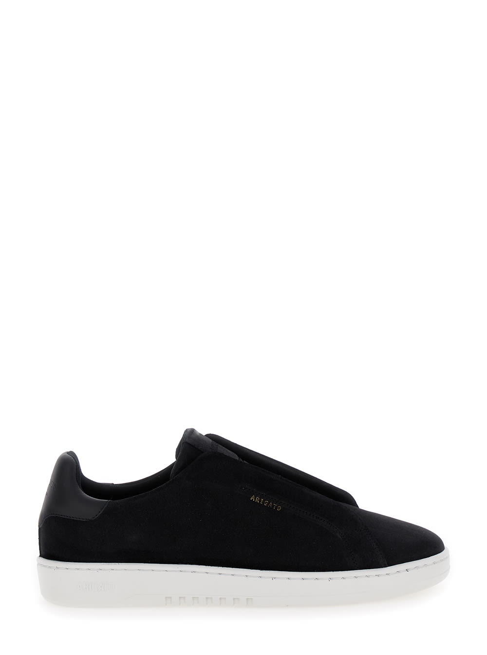 Shop Axel Arigato Dice Laceless Black Low Top Slip-on Sneakers In Suede Man