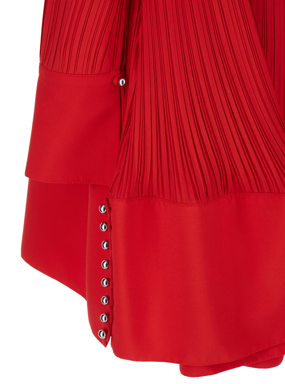 Shop Lanvin Long Sleeve Flare Pleated Dress In Red