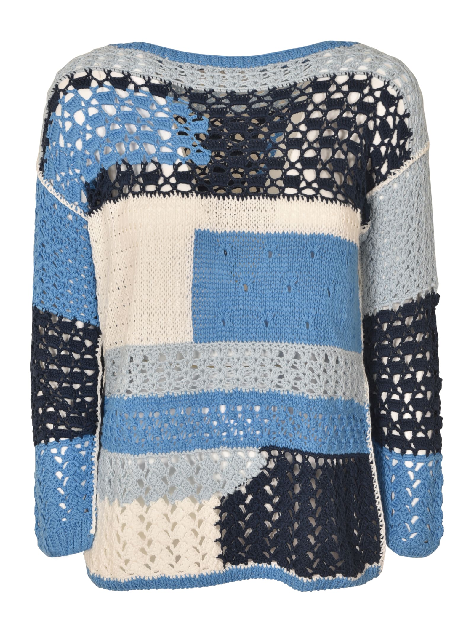 Saverio Palatella Crochet Knit Sweater In Blue
