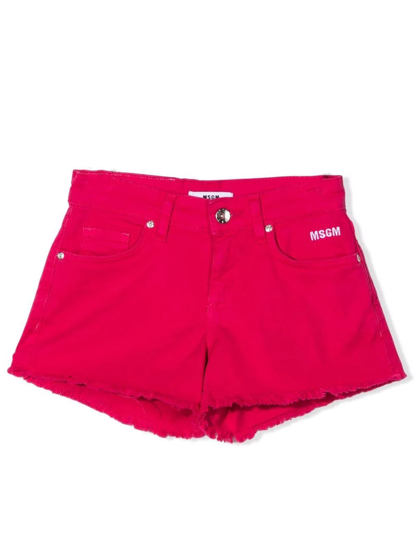 MSGM Fuxia Cotton Shorts