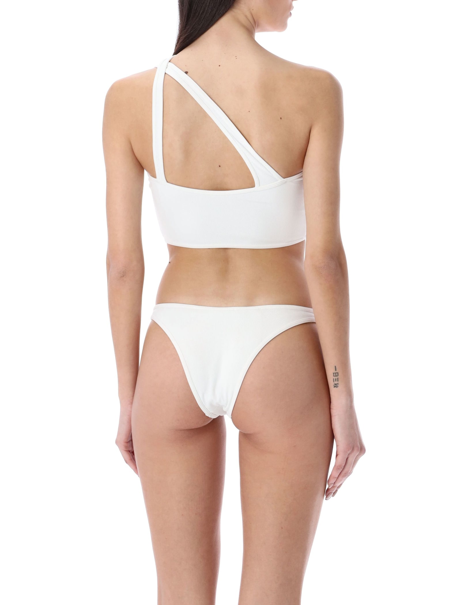 Attico Logo-embroidered Ribbed Bikini In 1