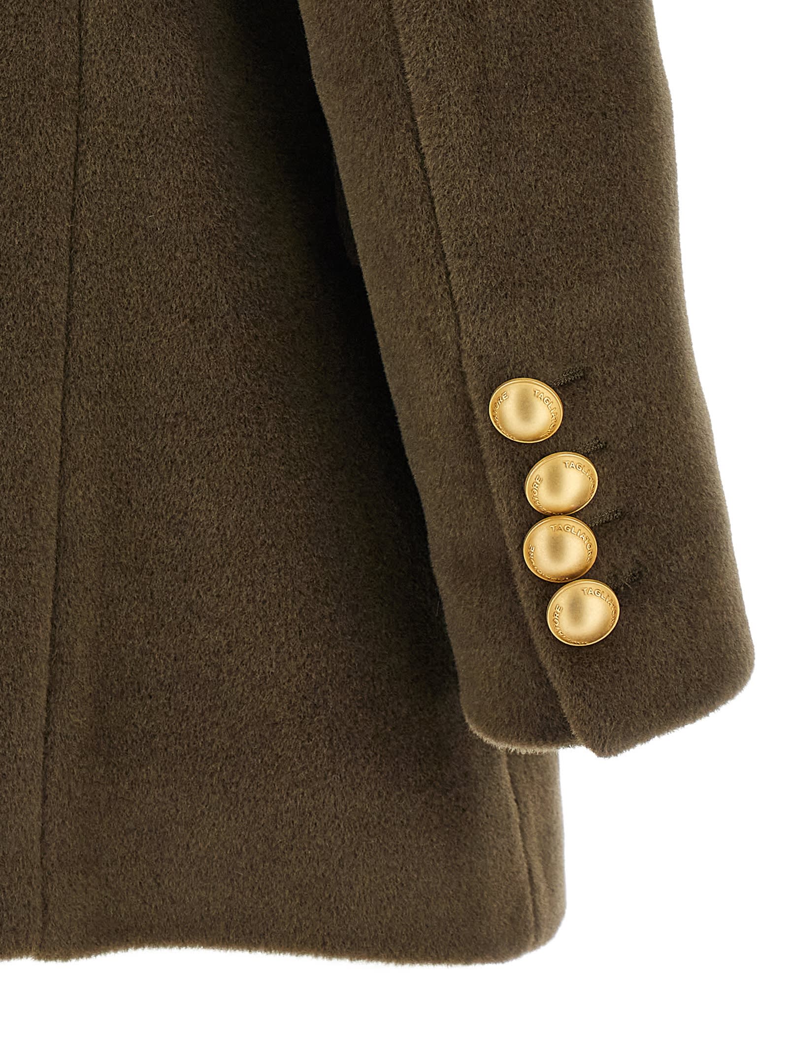 Tagliatore Classic Double-breasted Coat Flap Pockets In Brown