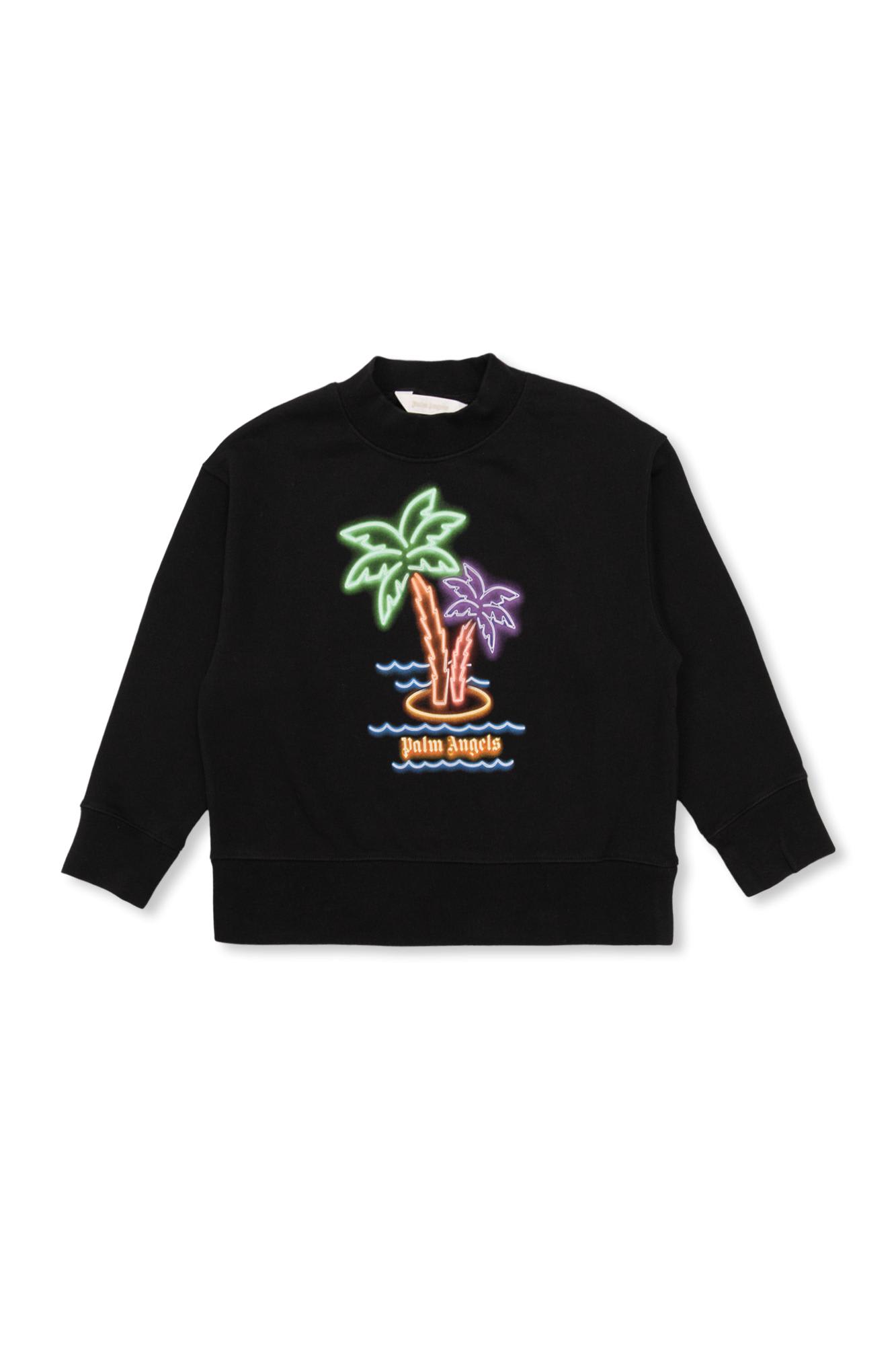 Shop Palm Angels Kids Printed Sweatshirt In Black Mint