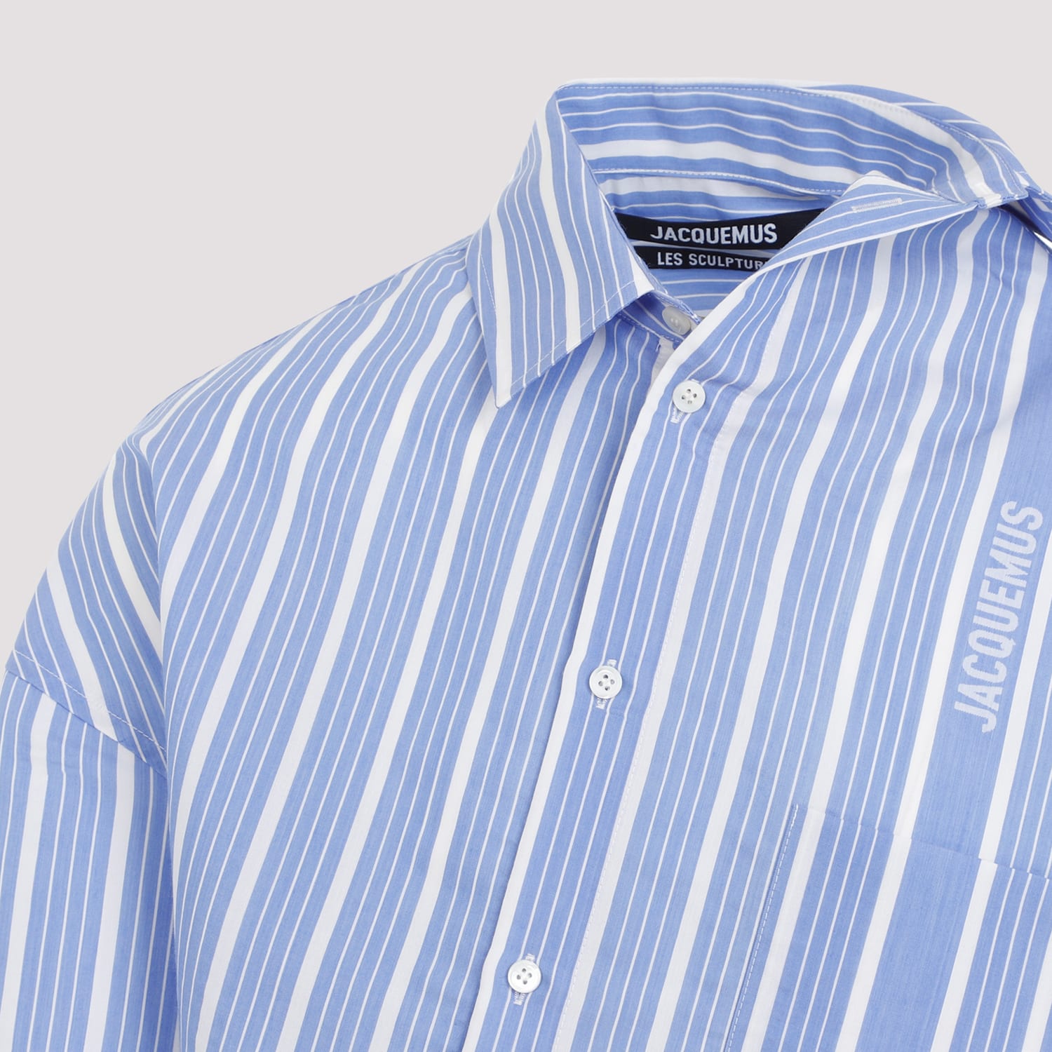 Shop Jacquemus La Chemise Cuadro Shirt In Ev Jcqud Bus. Lg Stp Blue Wh