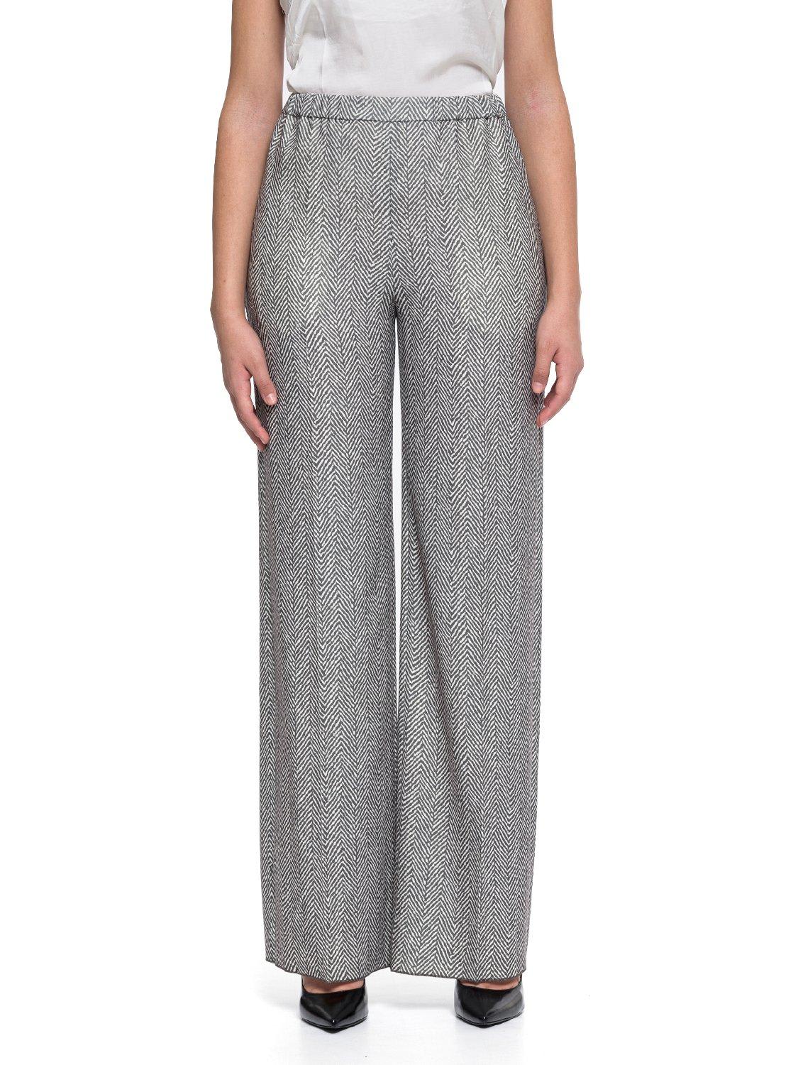 Elasticated-waistband Herringbone Trousers