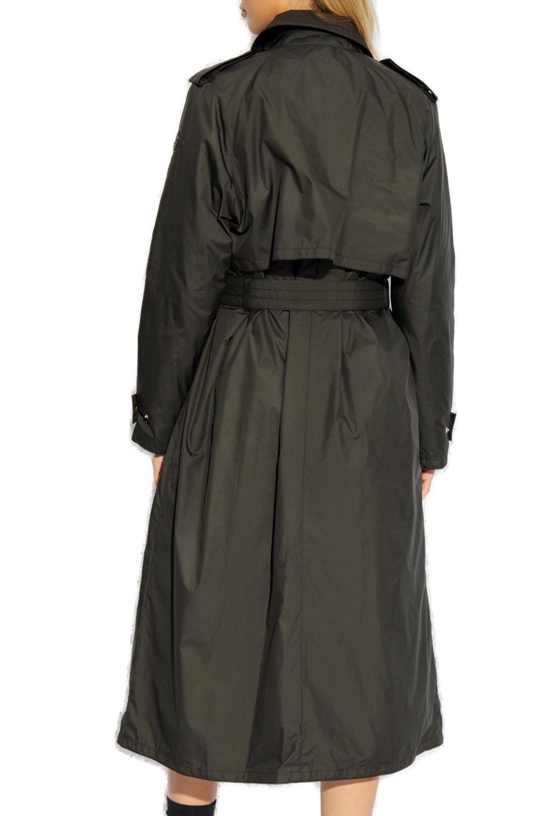 Shop Moncler Barbentane Belted Trench Coat In Black