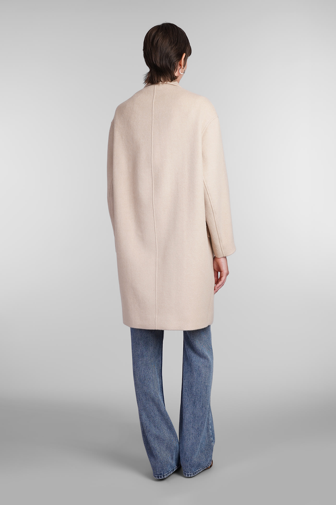 Shop Isabel Marant Efegozi Coat In Beige Wool