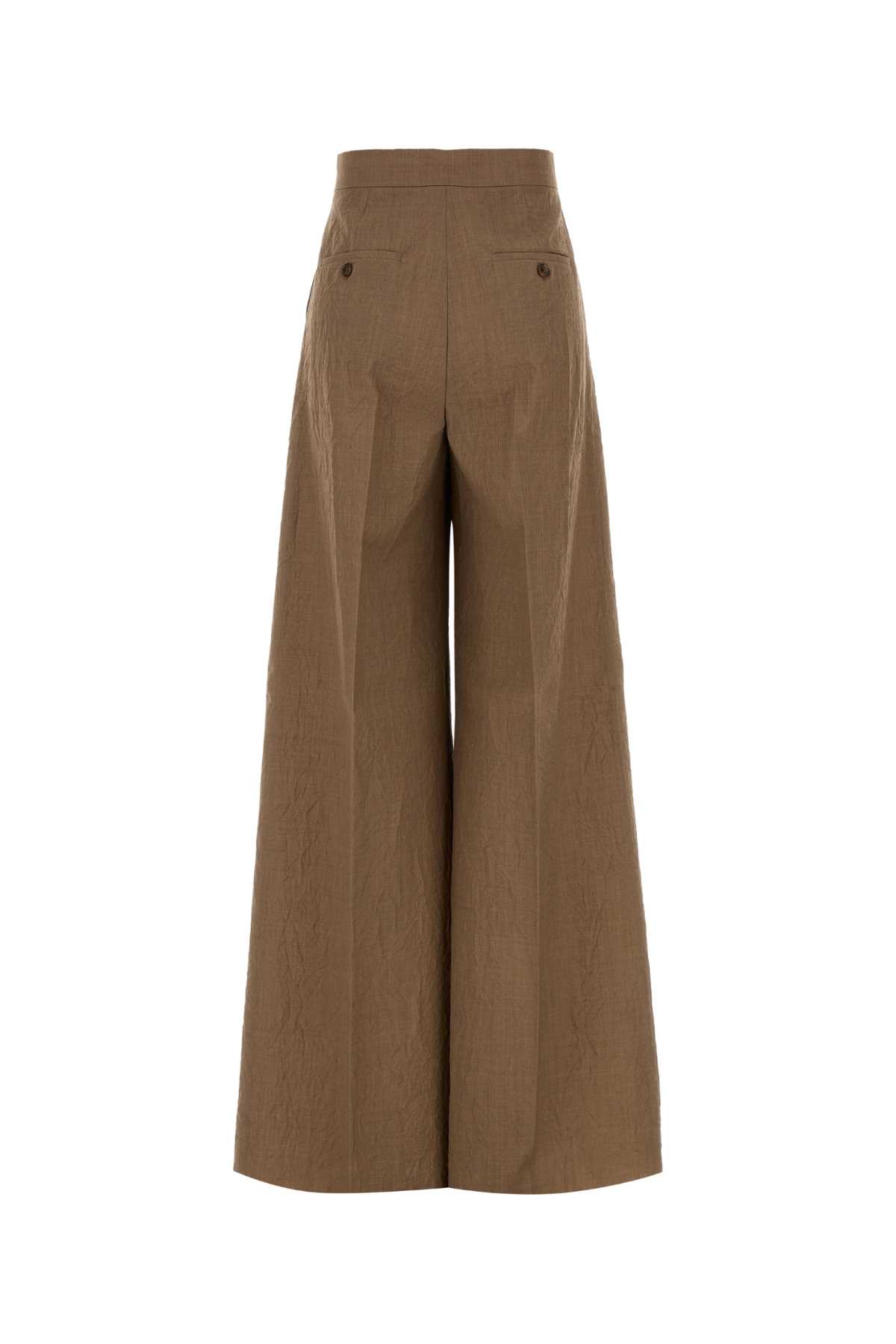 Max Mara High Waist Wide Leg Pleated Trousers In Brown