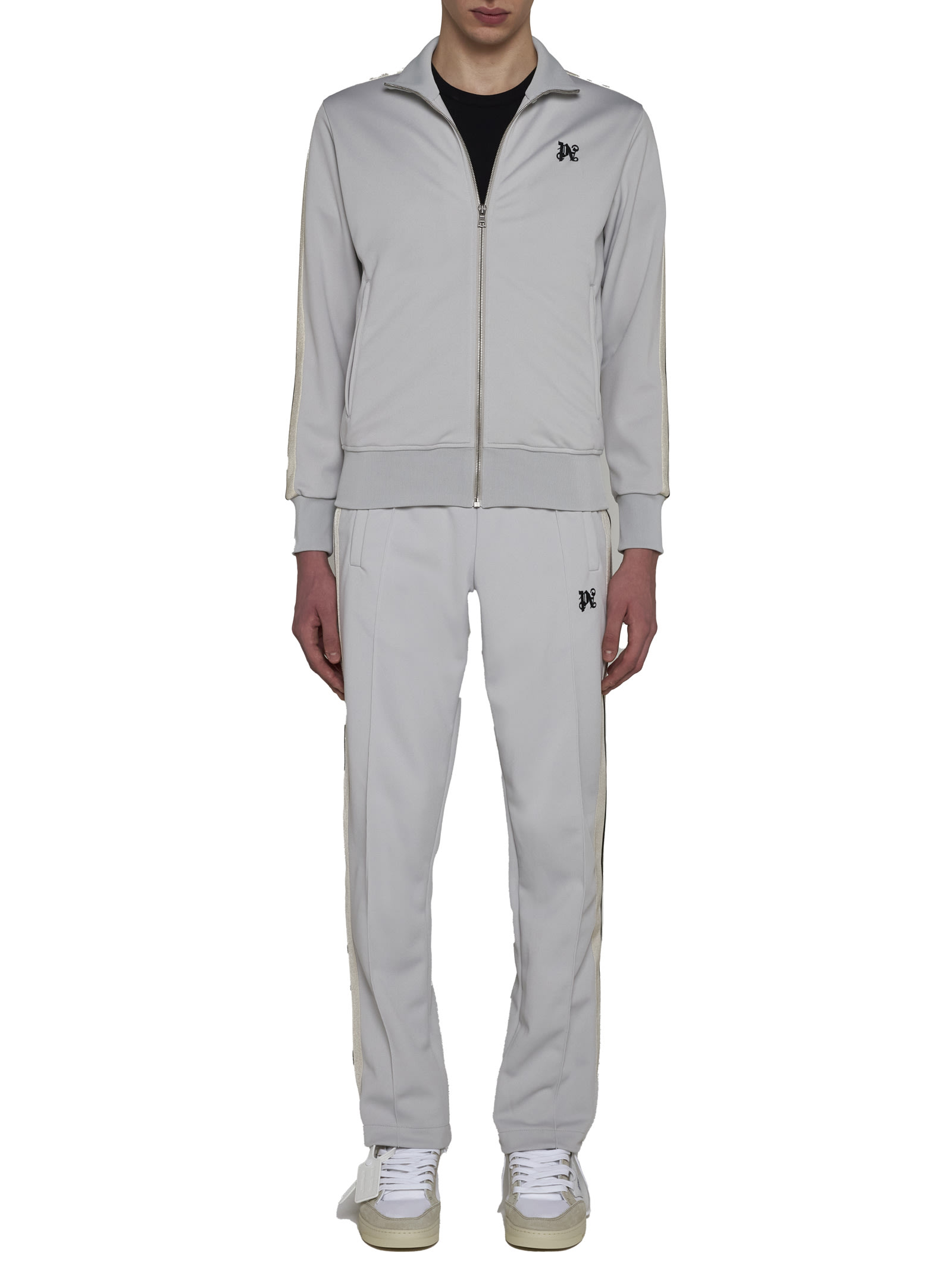 Palm Angels Men's Monogram Track Jacket In Grey