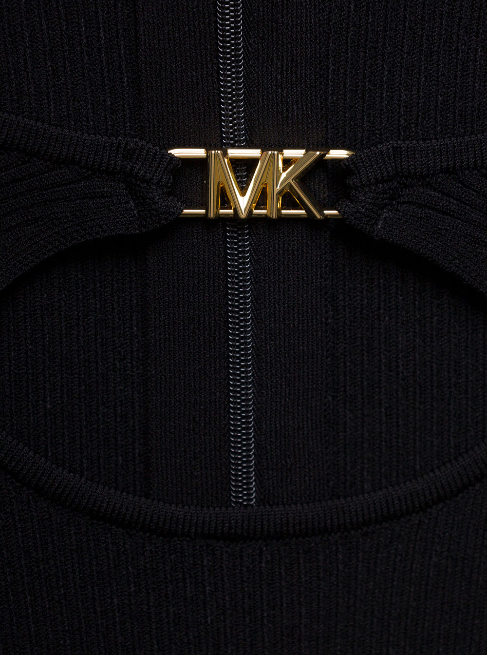 Shop Michael Kors Empire Hw Cutout Rib Dress In Black