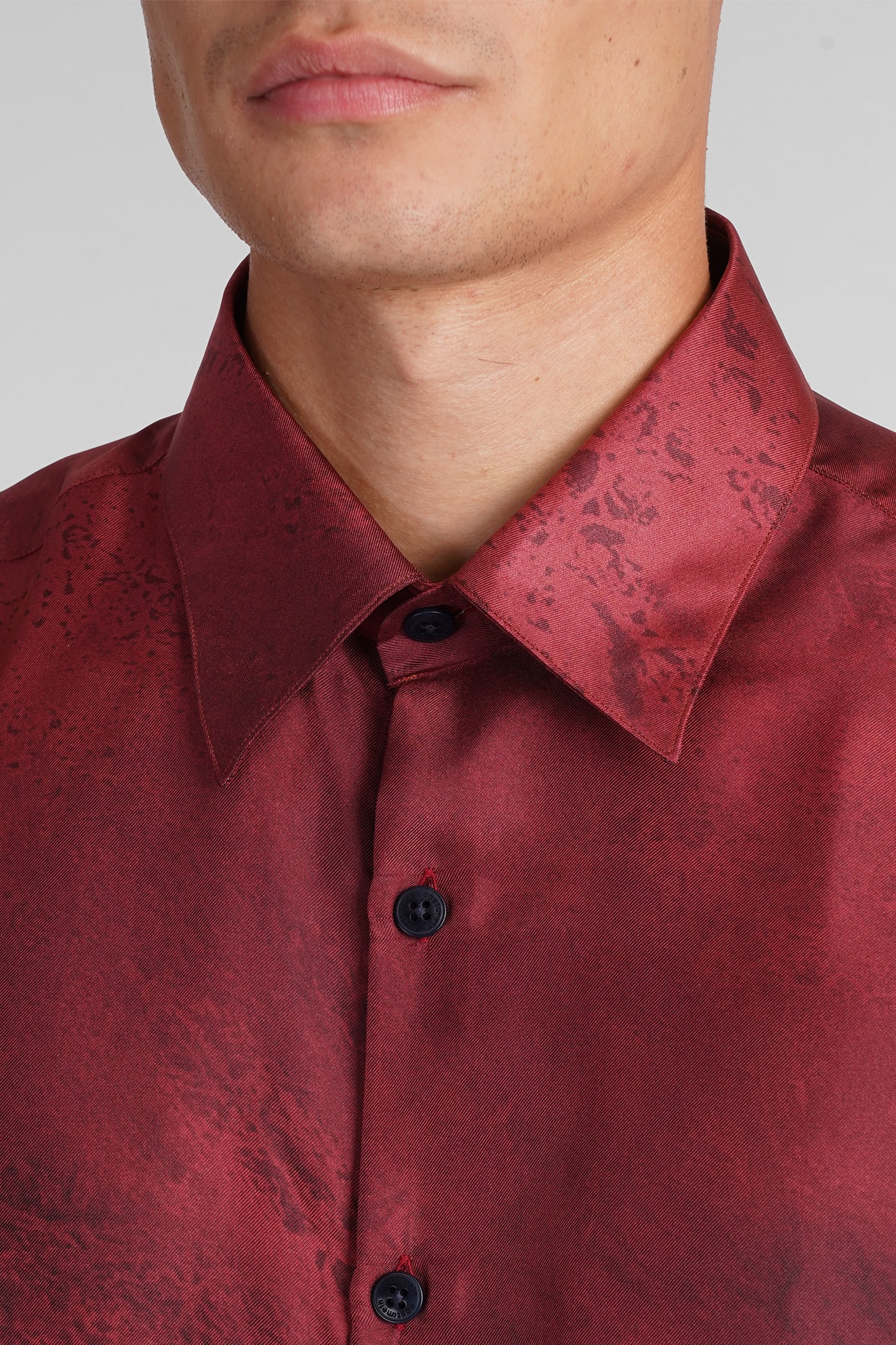 Shop Costumein Valentino Shirt In Bordeaux Silk