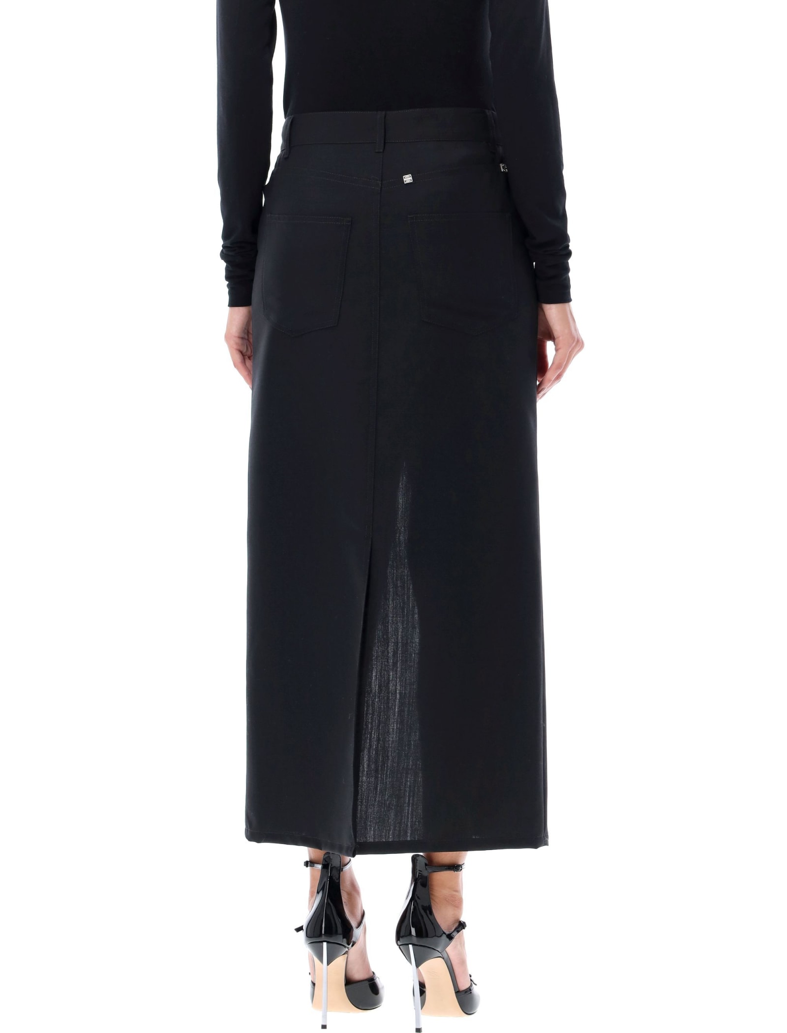 Shop Givenchy Long Skirt In Black