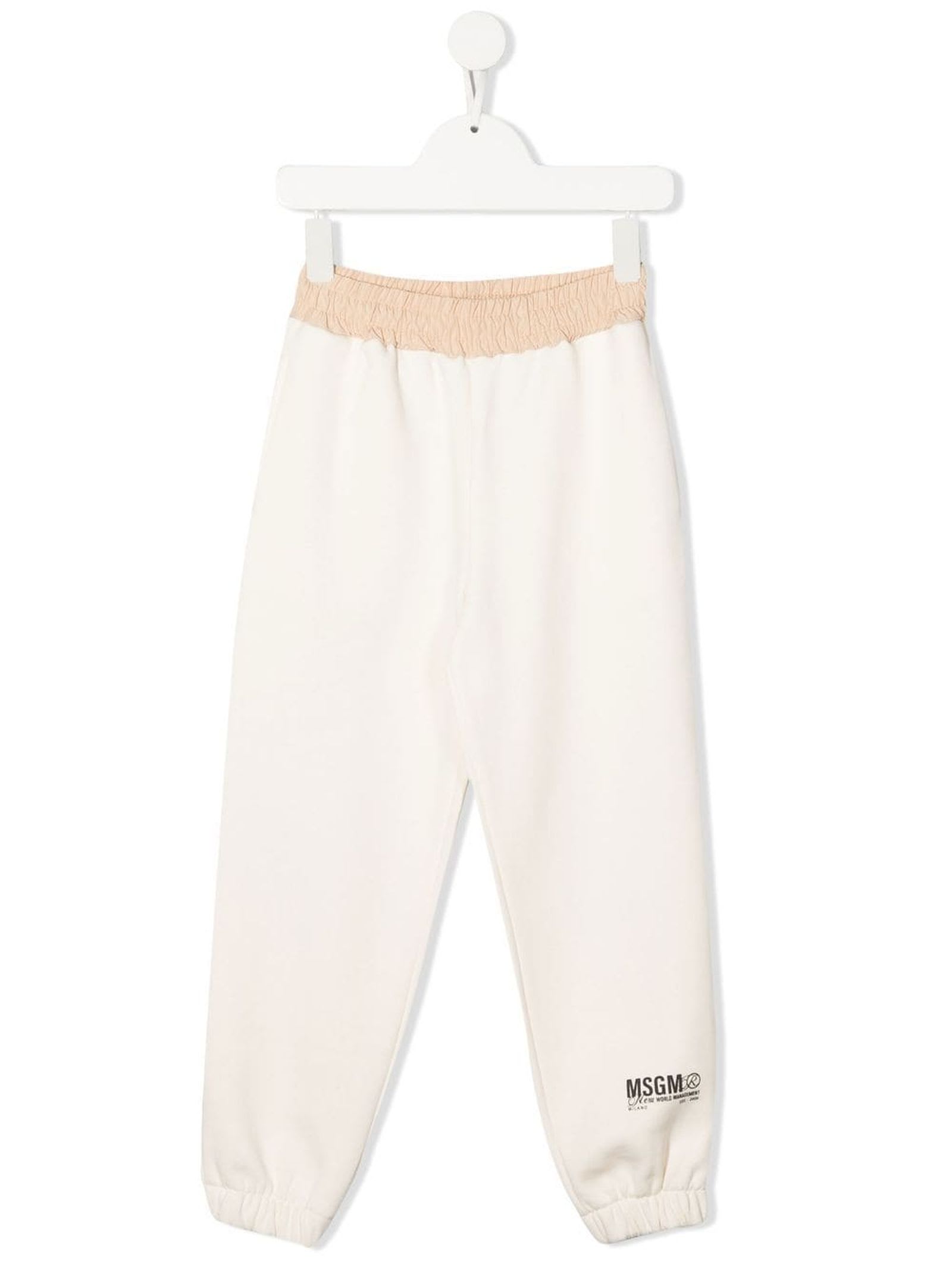 MSGM White Cotton Track Pants