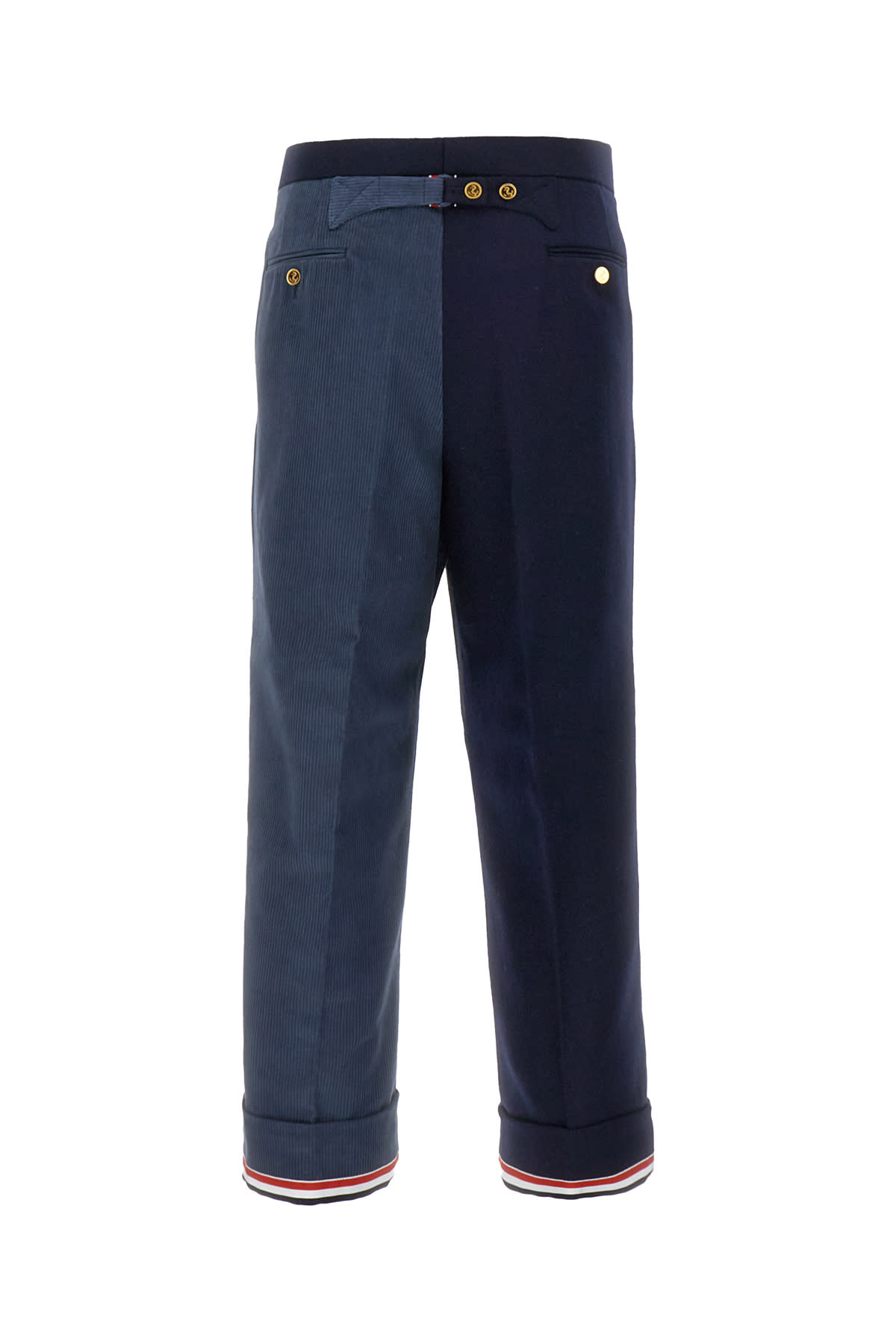 Shop Thom Browne Two-tone Wool And Corduroy Pants In 415