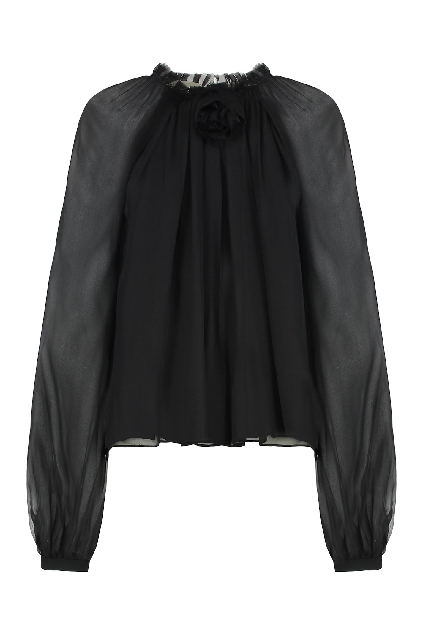 Alberta Ferretti Silk Chiffon Blouse In Black