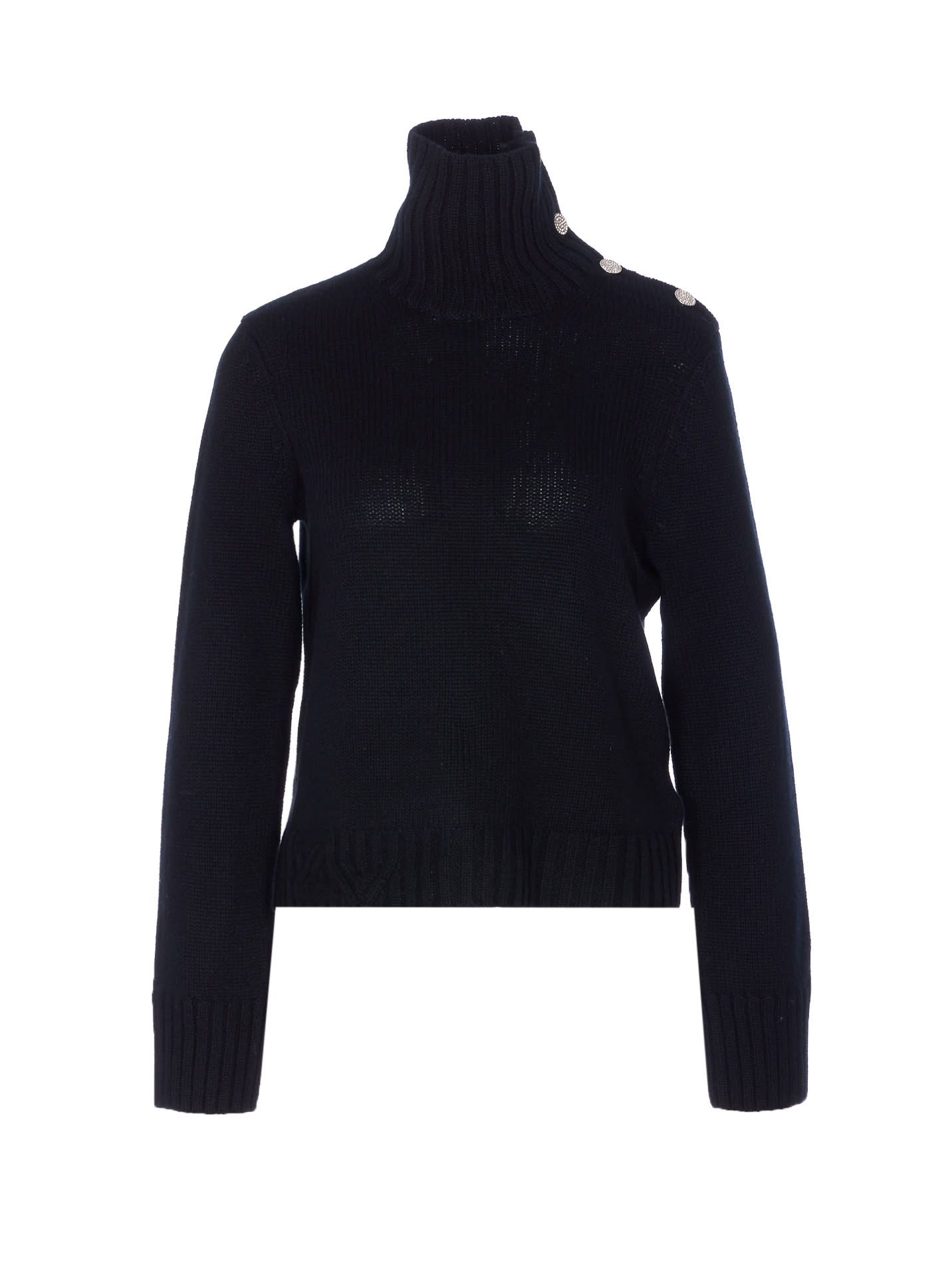 Zadig & Voltaire High Neck Knitwear With Jewel Button Accents In Black