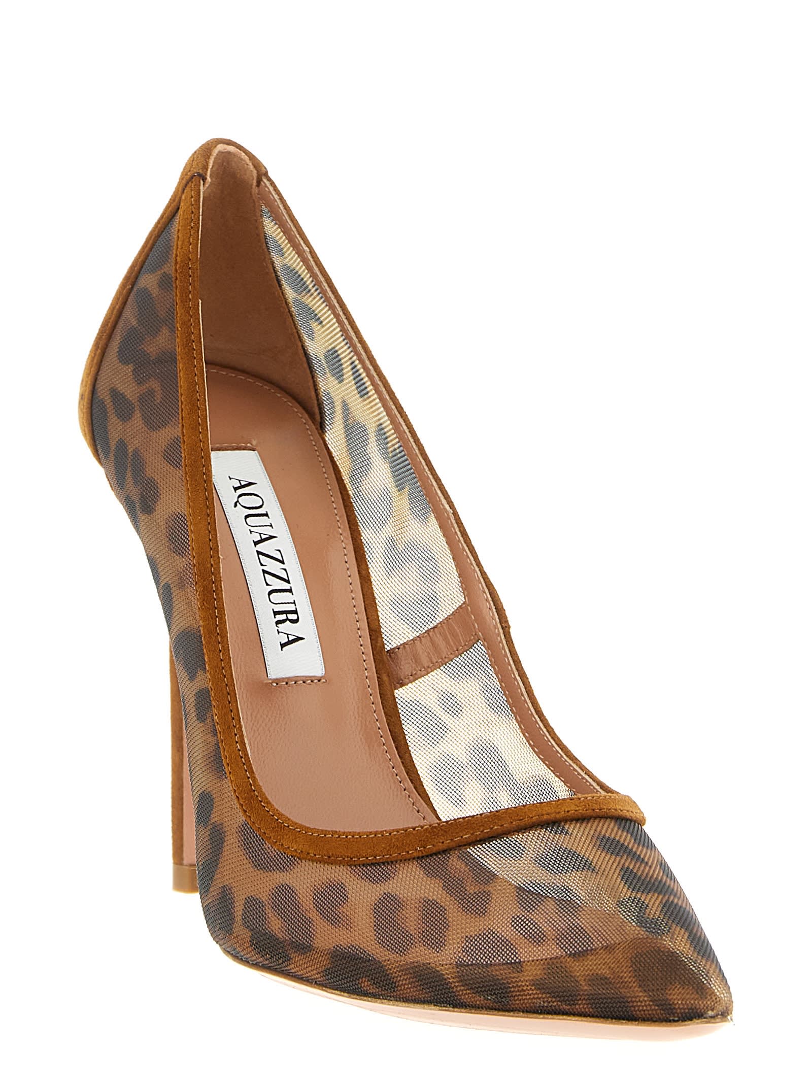 Aquazzura Leopard Printed Stiletto Heel Pumps In Brown