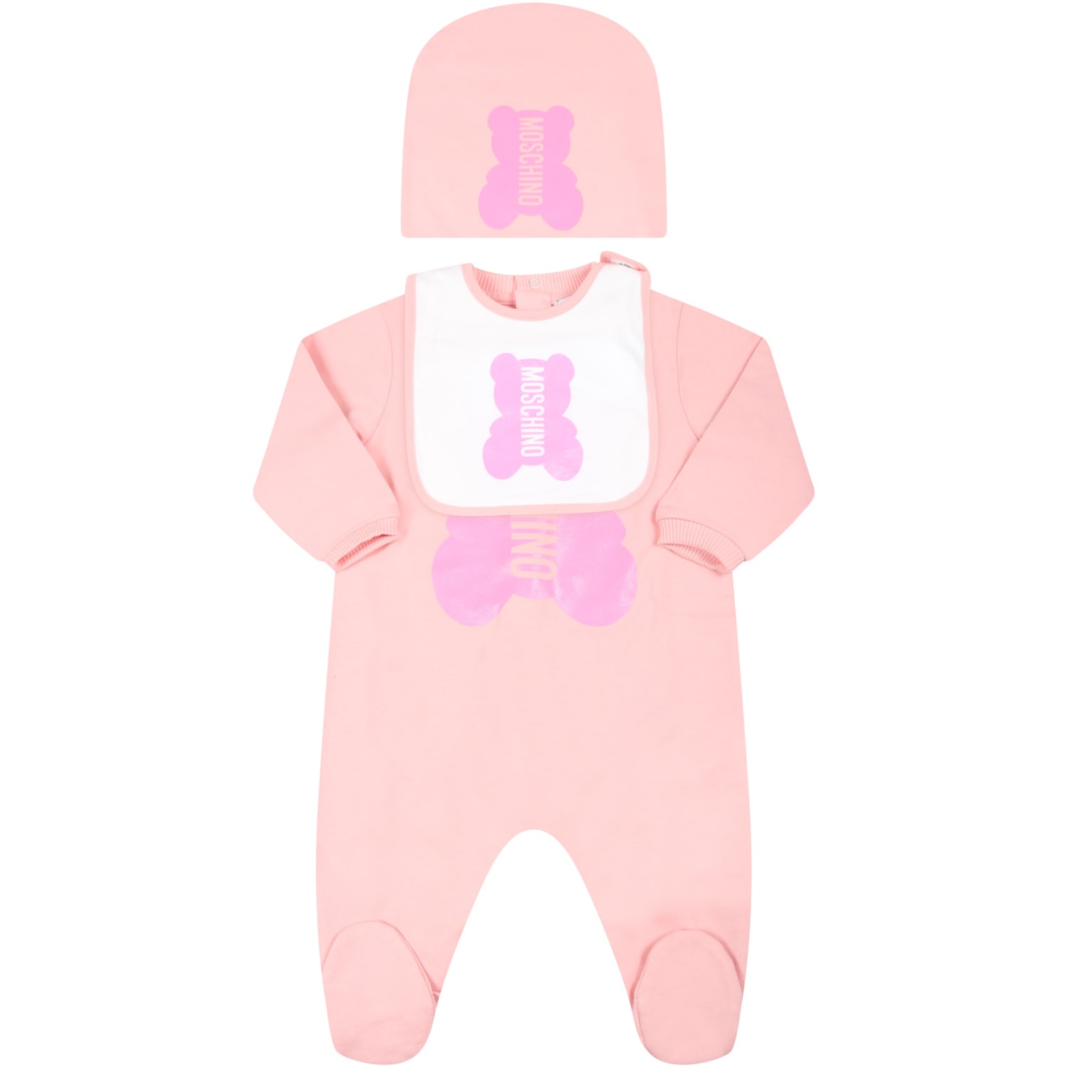 Moschino Pink Set For Baby Boy With Logo