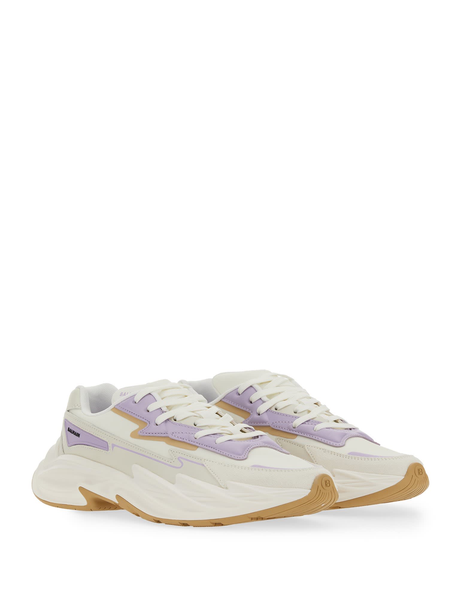 Balmain B-east Colorblock Leather Trainer Sneakers In Avorio