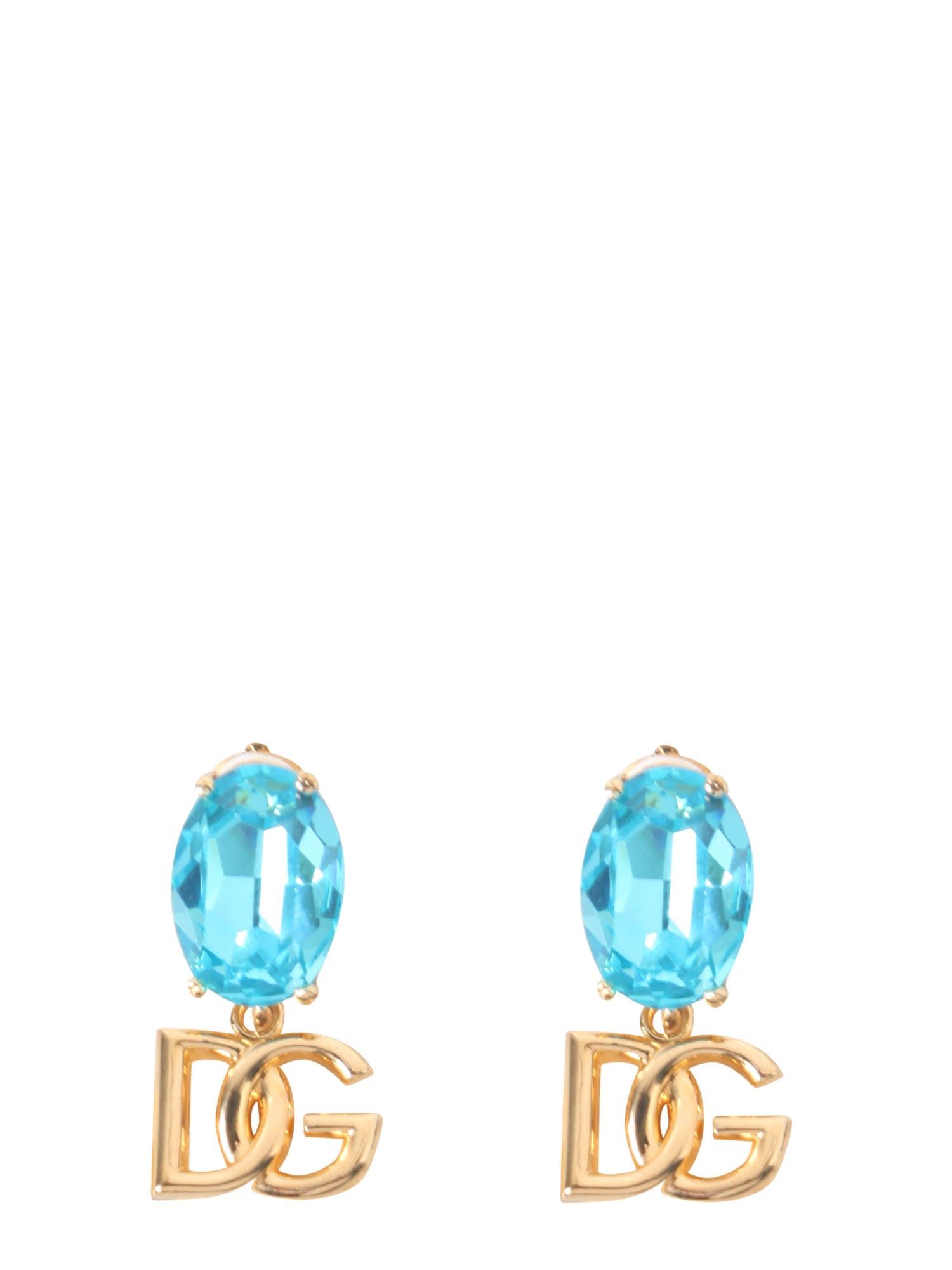 Dolce & Gabbana Pendant Earrings With Rhinestones And Logo