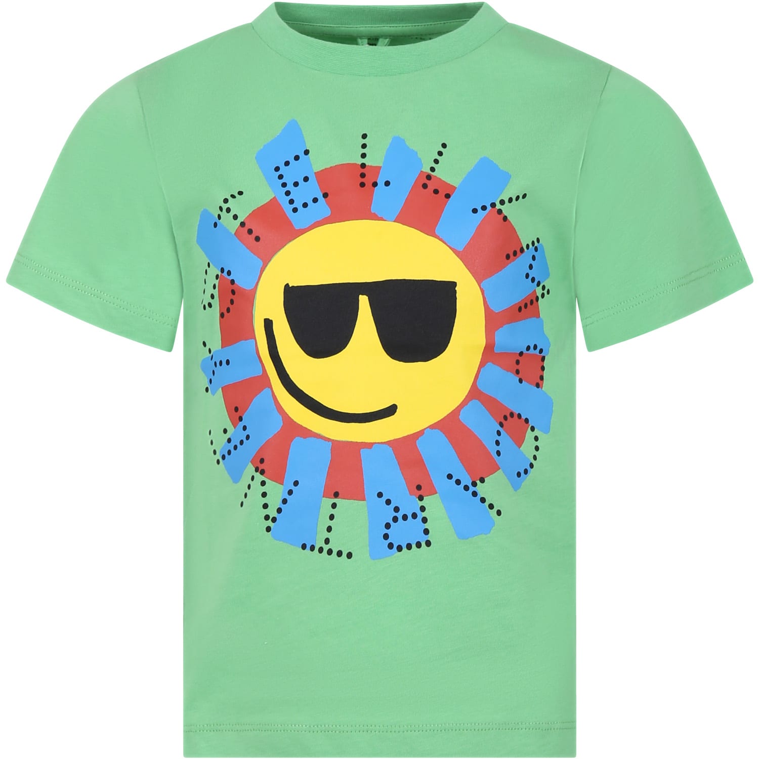 Stella Mccartney Kids' Green T-shirt For Boy With Sun