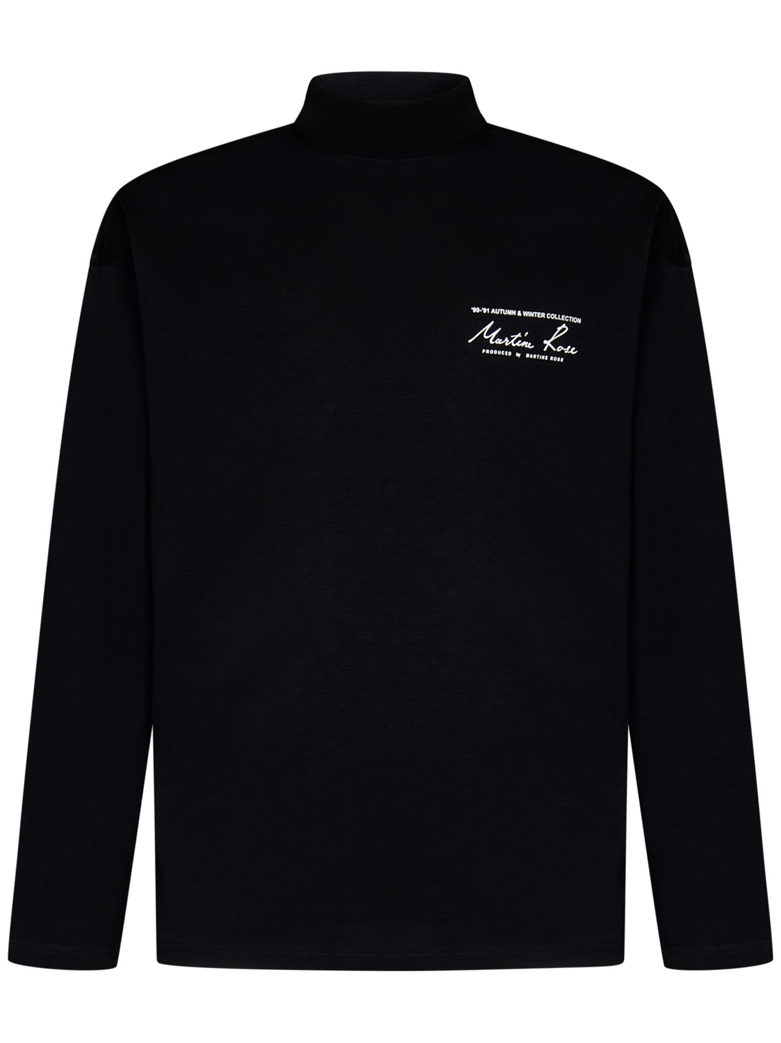 Martine Rose Funnel Neck Longsleeve T-shirt In Nero | ModeSens