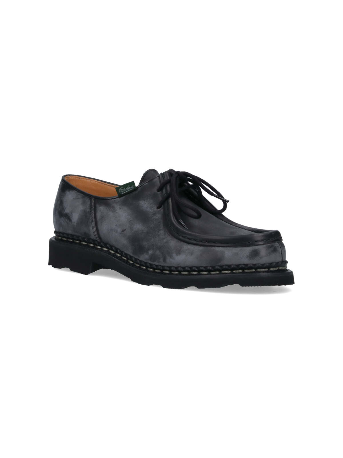 Paraboot Distressed Lace-up Leather Shoes In Black