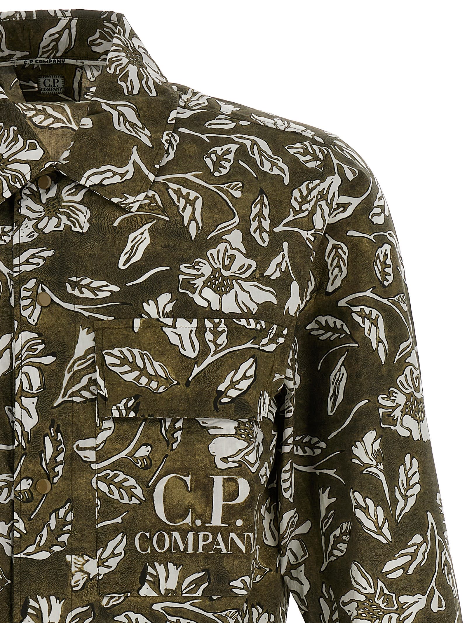 Shop C.p. Company Floral Printed Shirt In Gray