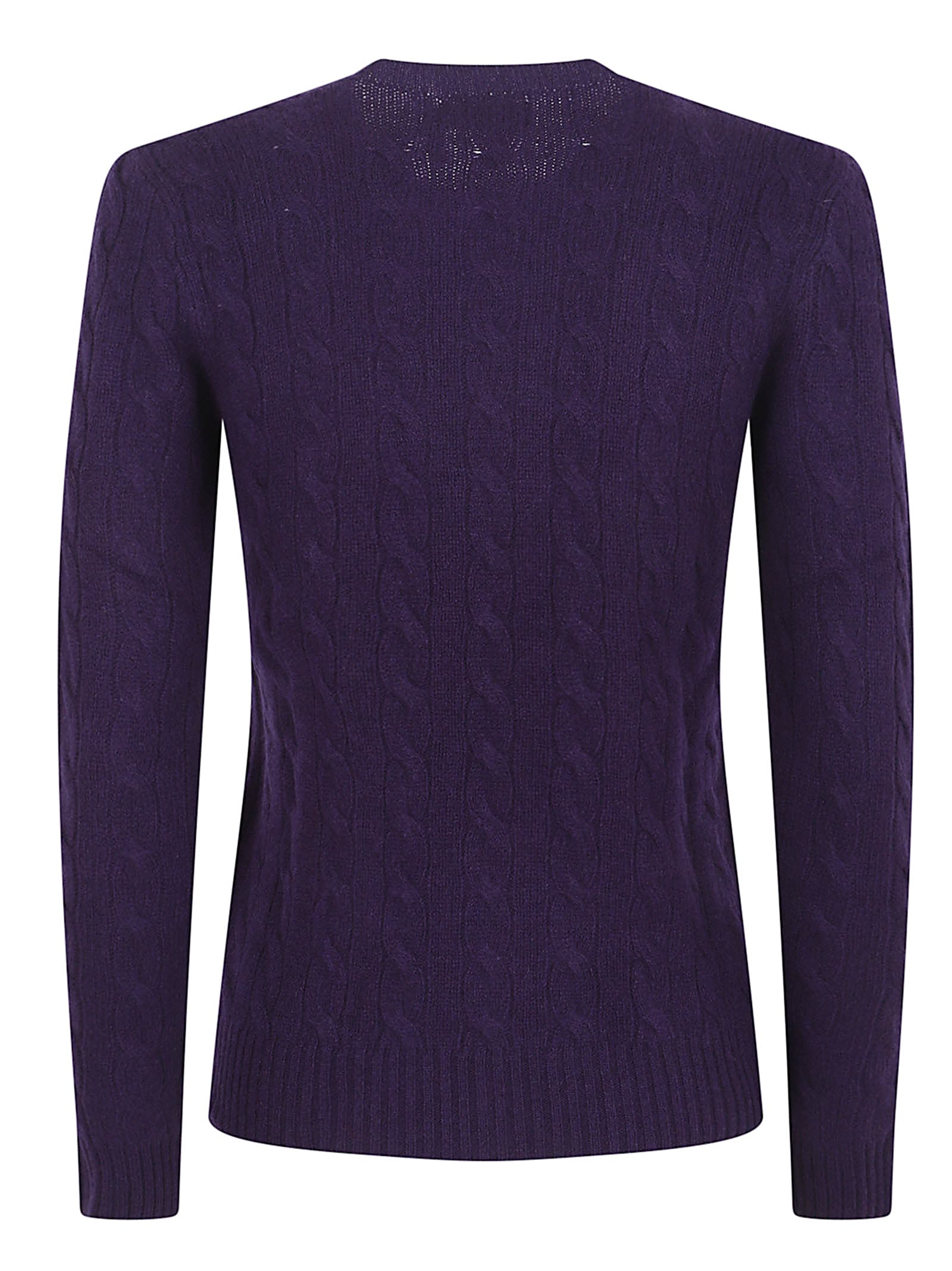 Polo Ralph Lauren Cable Knit Sweater With Crew Neckline In Purple