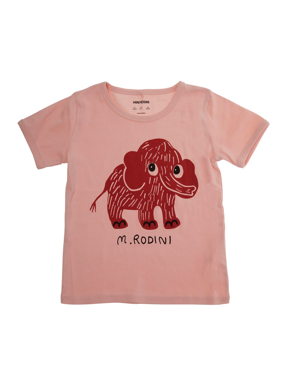 Mini Rodini Pink Crewneck T-shirt With Maxi Print On The Front In Cotton Baby In Pink
