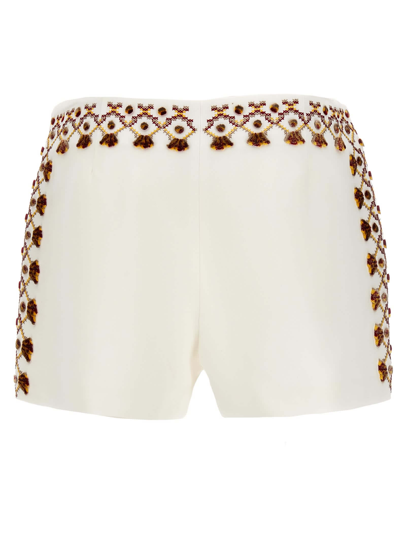Shop Ermanno Scervino Embroidery Shorts In White
