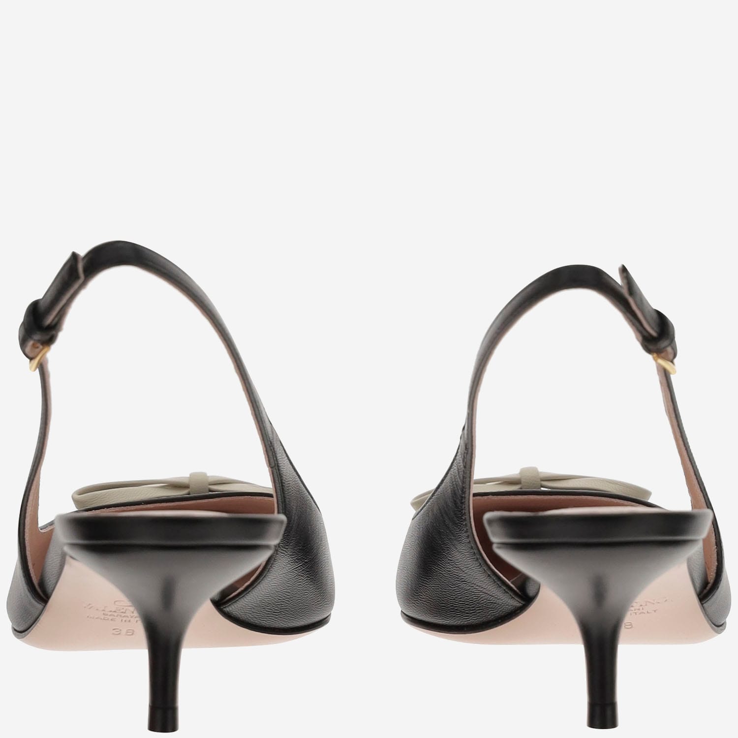 Valentino Bepointy 45 Bow-embellished Leather Slingback Pumps In Black