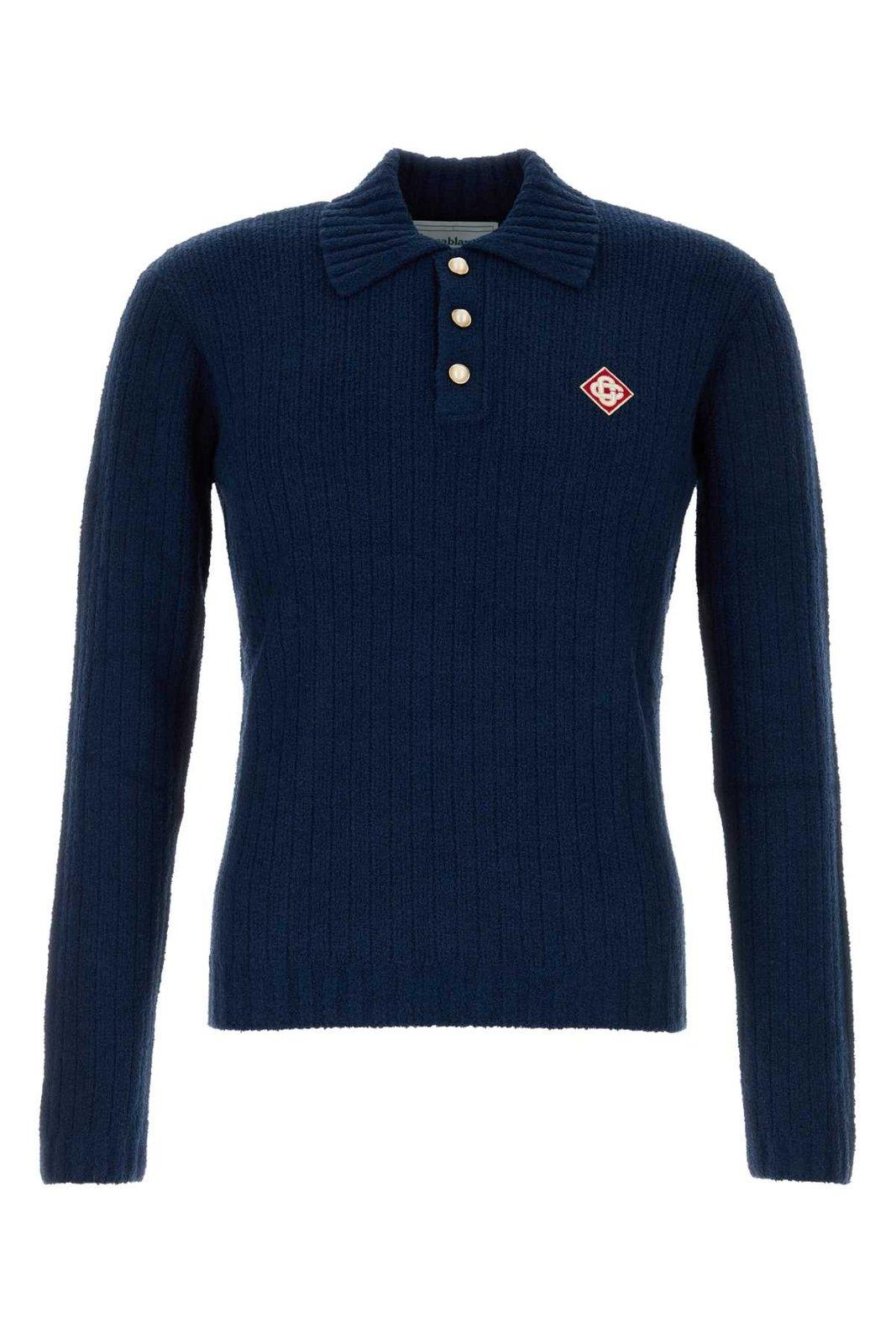 Shop Casablanca Boucle Polo Shirt In Blue