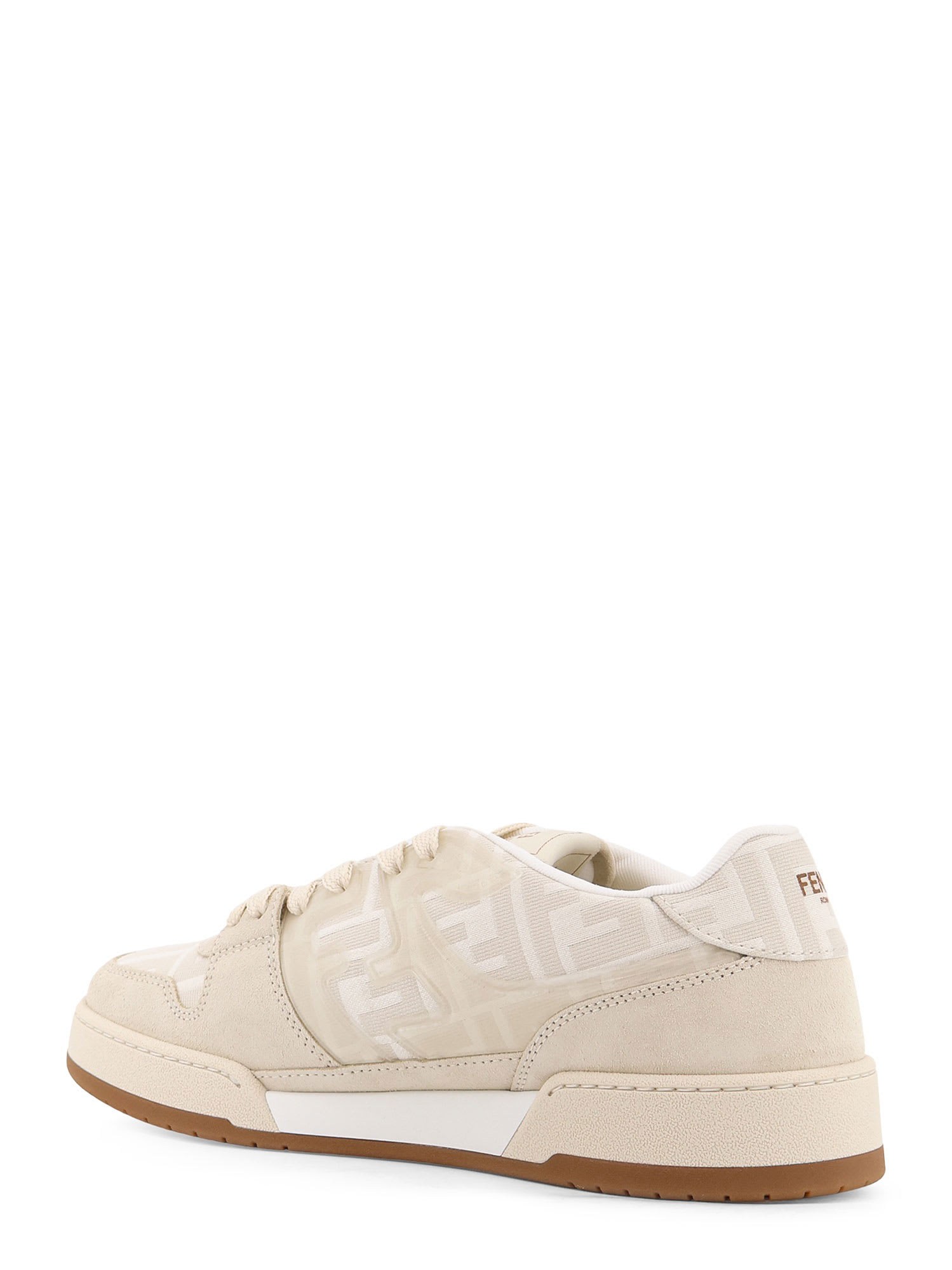 Fendi Match Ff Jacquard And Leather Sneakers In Neutral