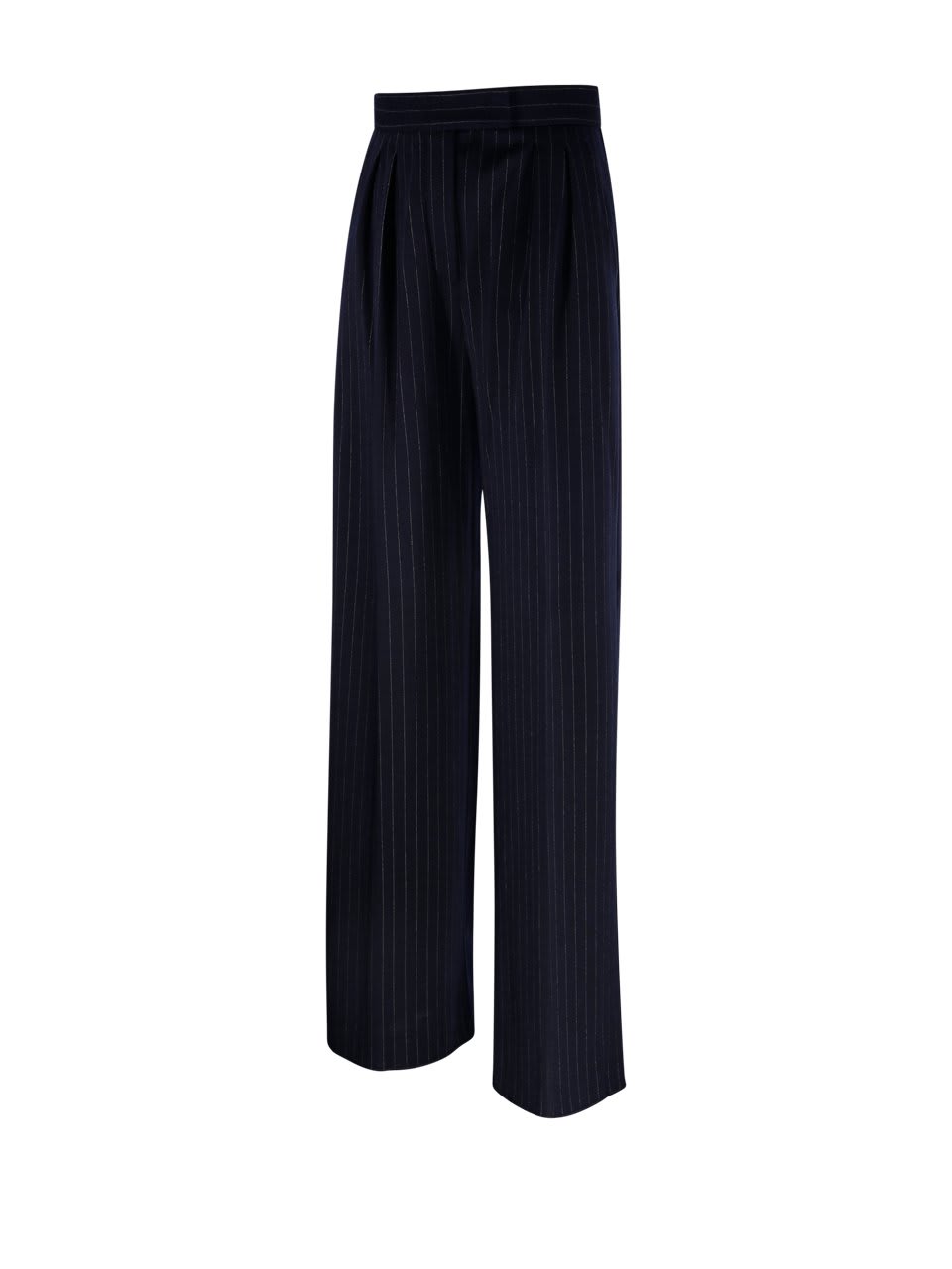 Shop Max Mara Pinstriped Straight Leg Trousers In Blue