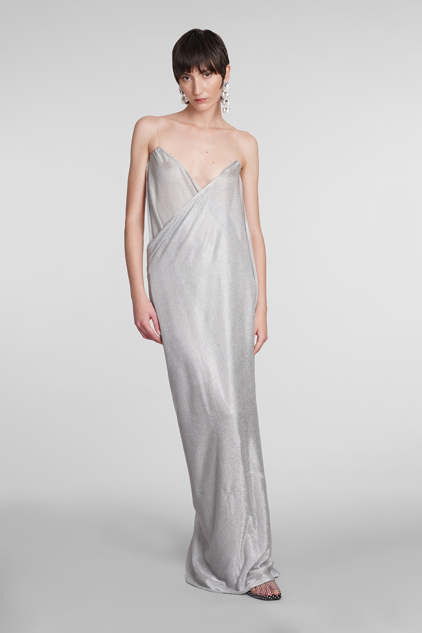 Shop Magda Butrym Dress In Silver Viscose